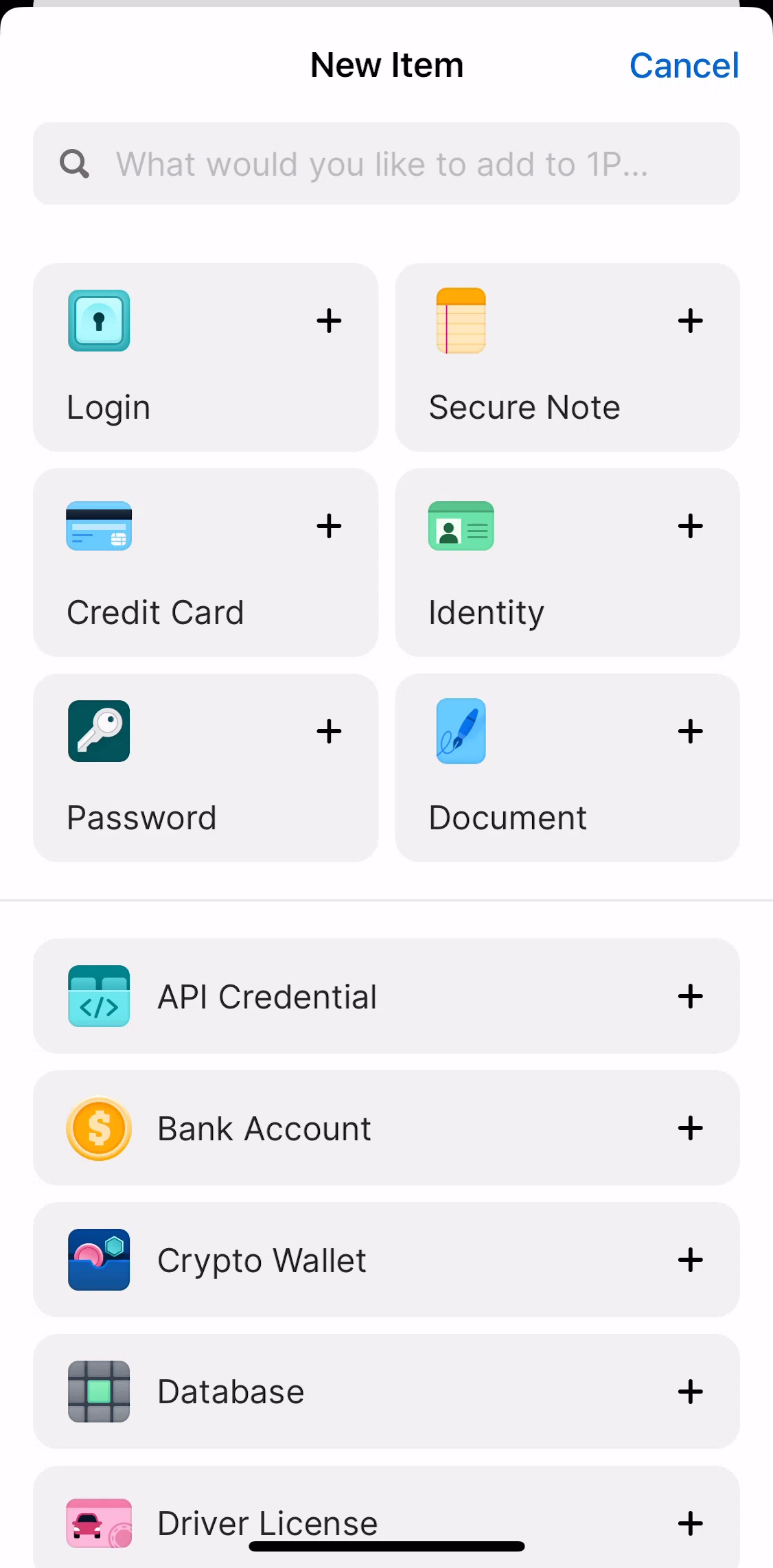 1password Screen screen in the Creating a new item (Credit Card) flow