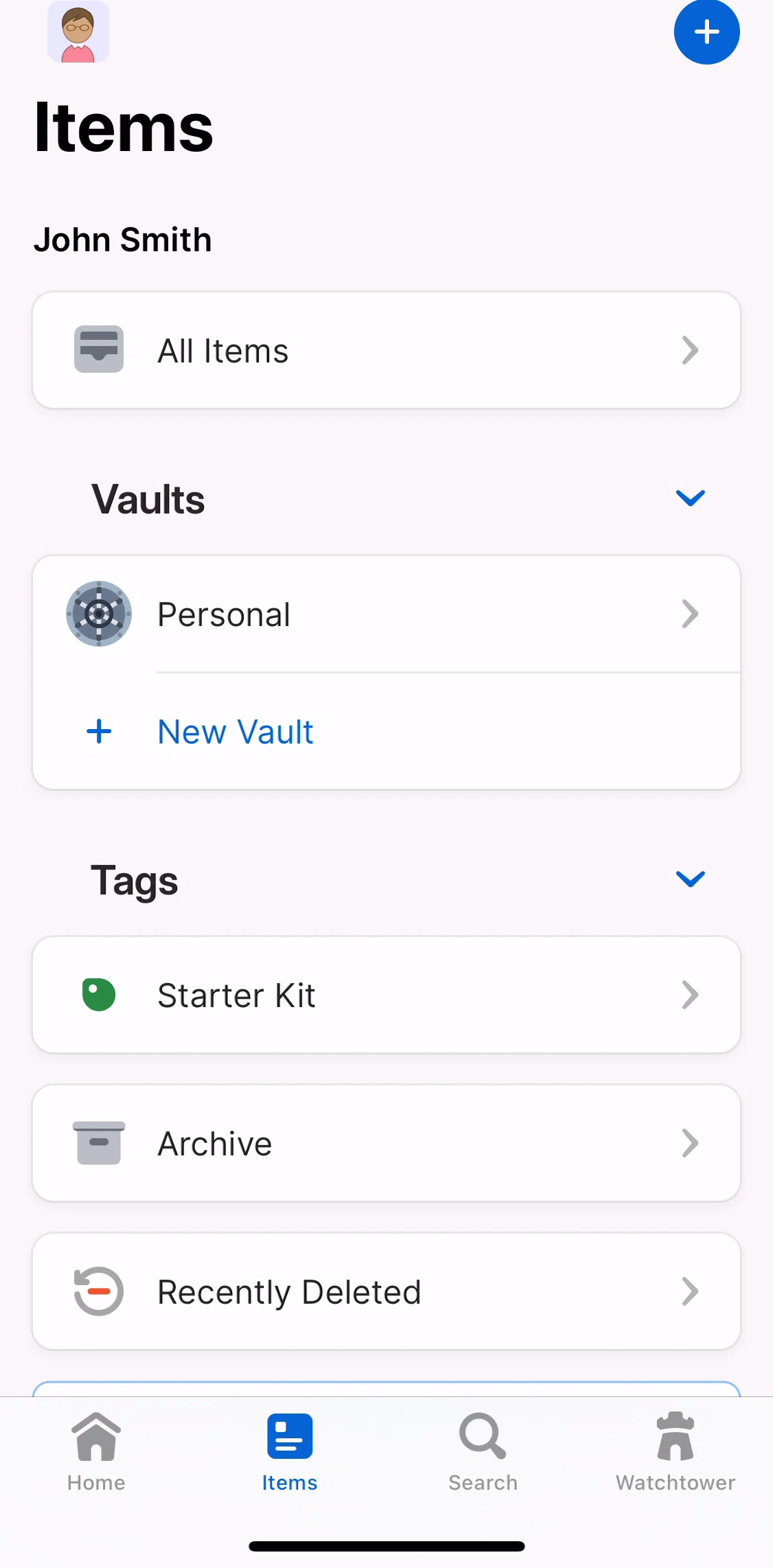 1password Screen screen in the Creating a new vault flow