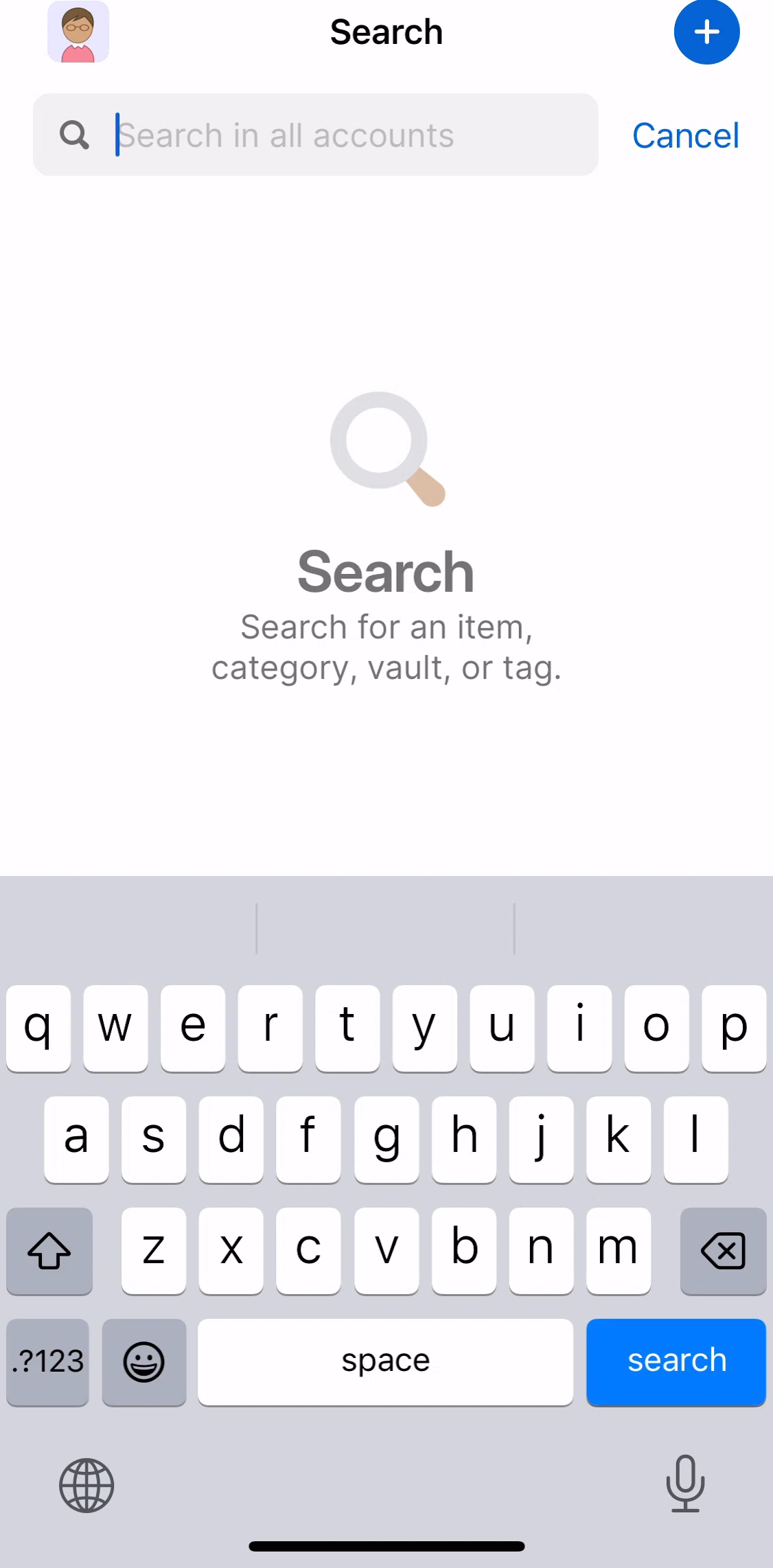 1password Screen screen in the Favorites flow