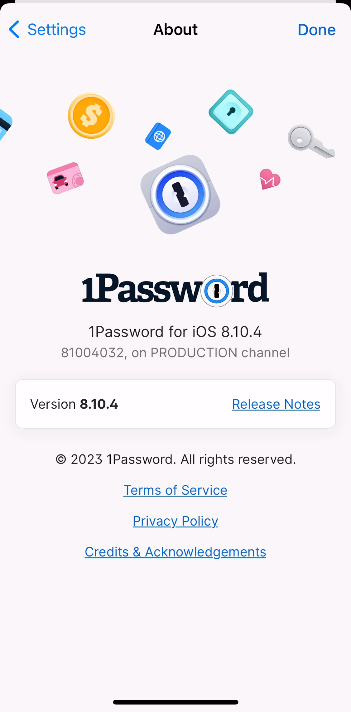 1password Screen screen in the Privacy policy flow