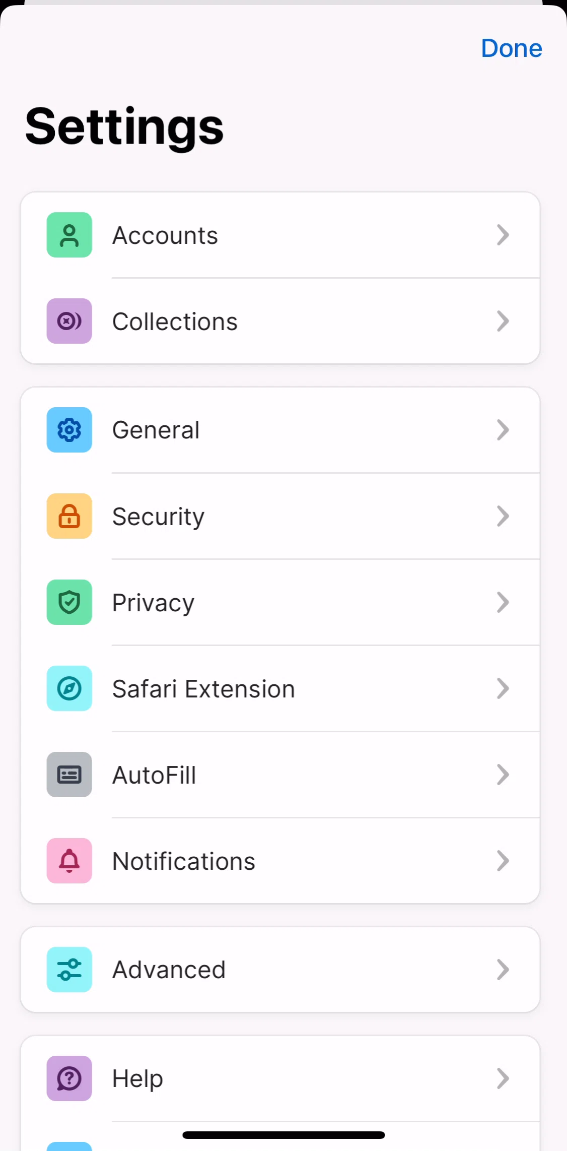 1password Screen screen in the Security settings flow