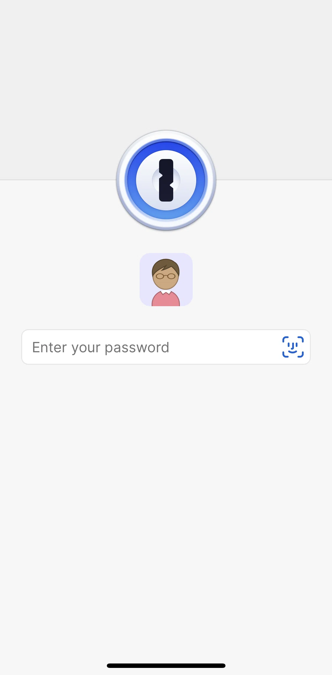 1password Screen screen in the Unlocking the app flow