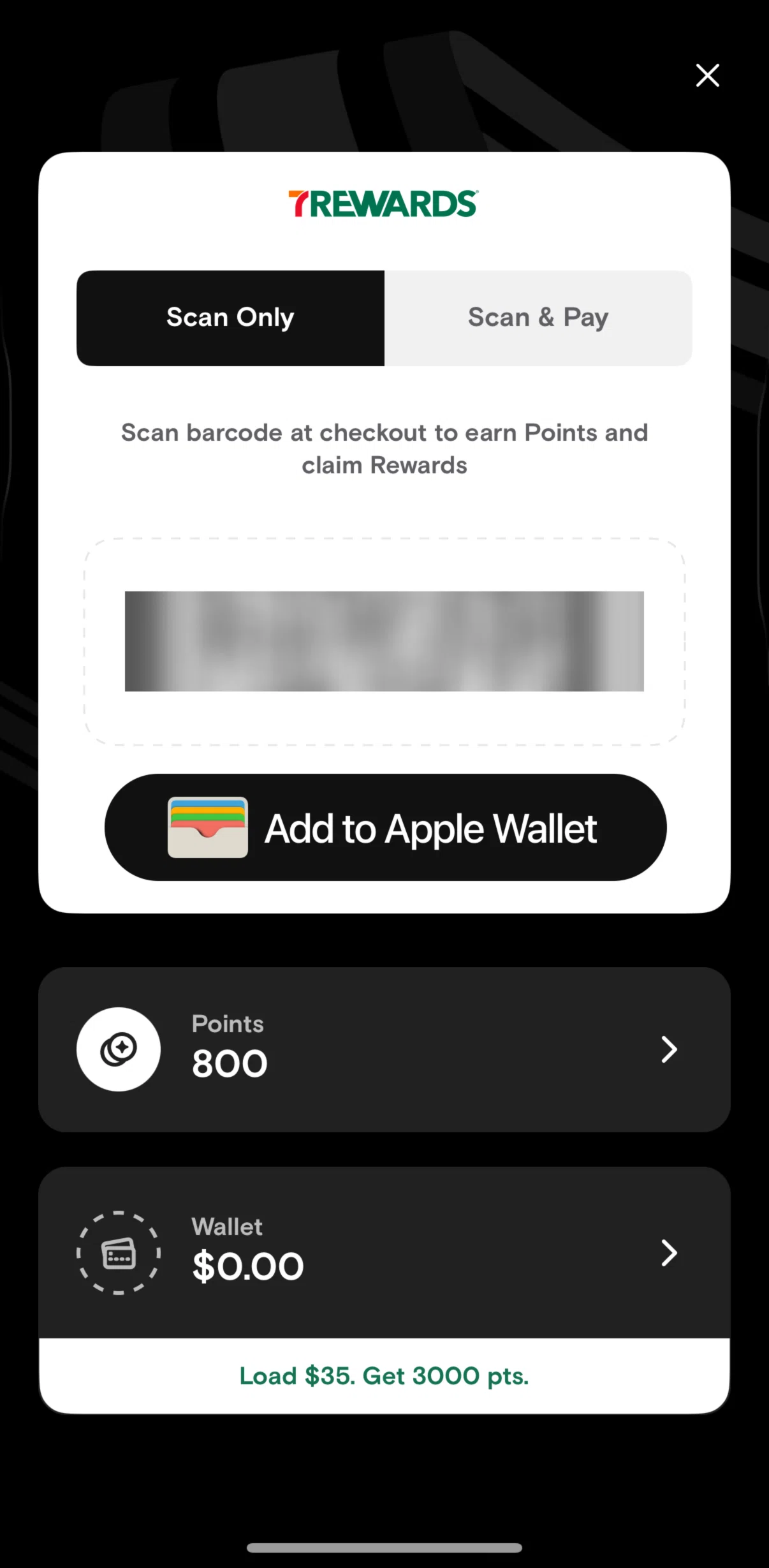 7-Eleven Screen screen in the 7-Eleven Wallet flow
