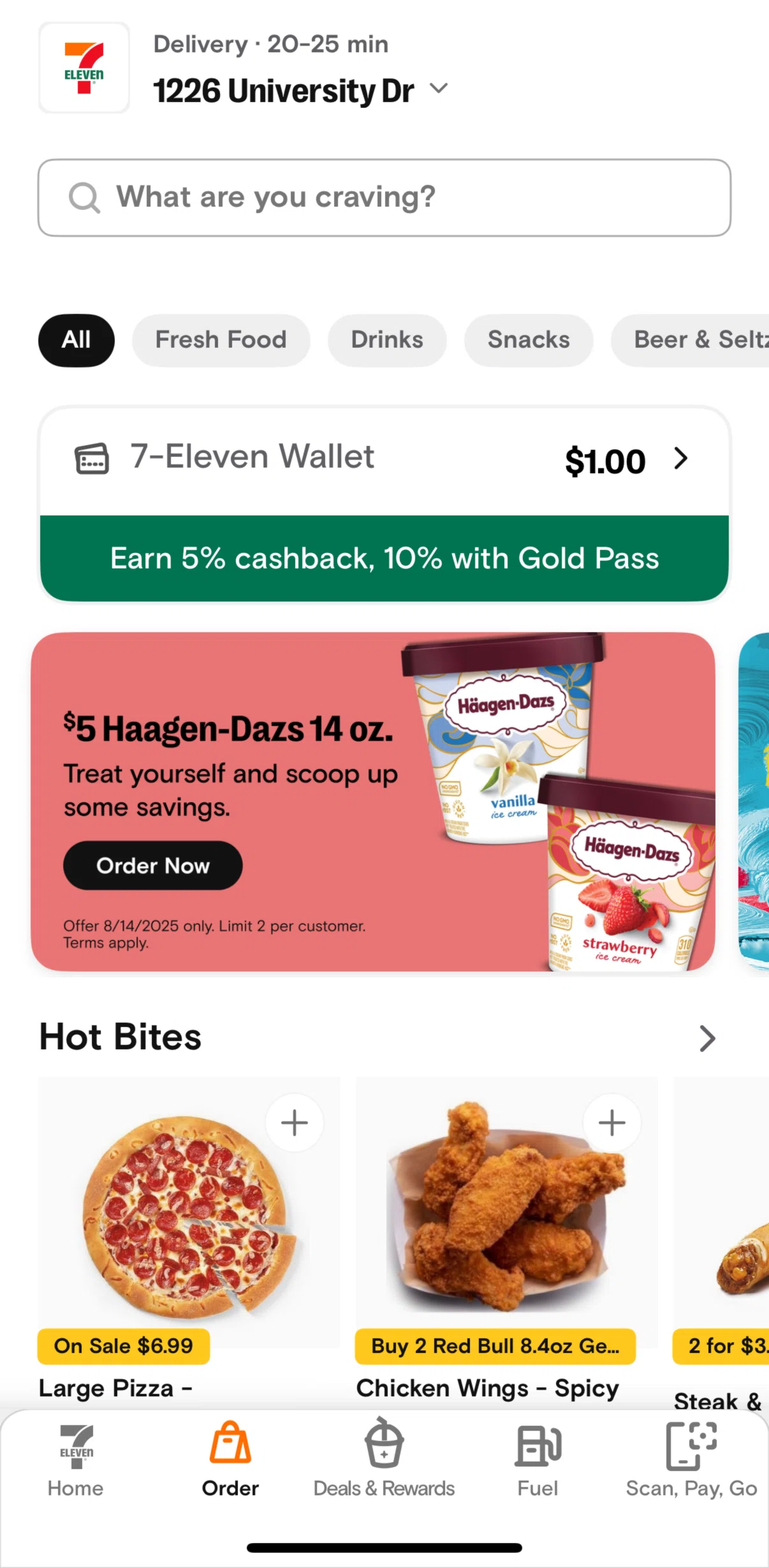 7-Eleven Screen screen in the Changing a delivery address flow