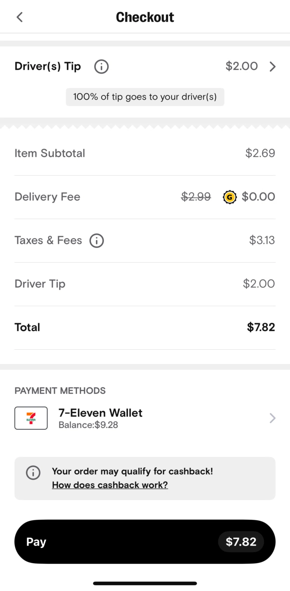 7-Eleven Screen screen in the Changing a payment method flow