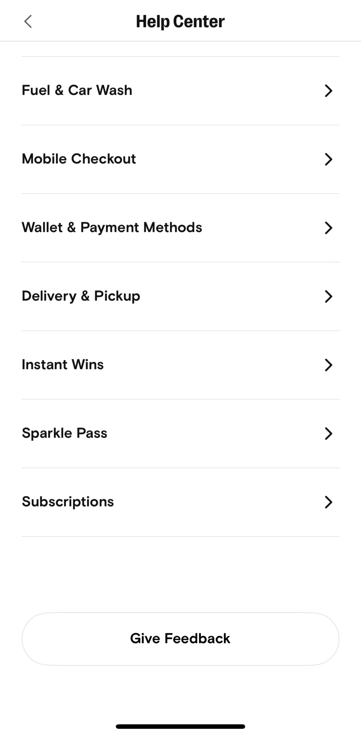 7-Eleven Screen screen in the Giving feedback flow