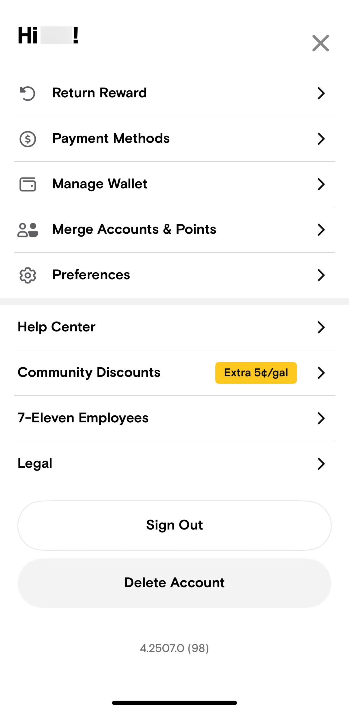 7-Eleven Screen screen in the Help center flow