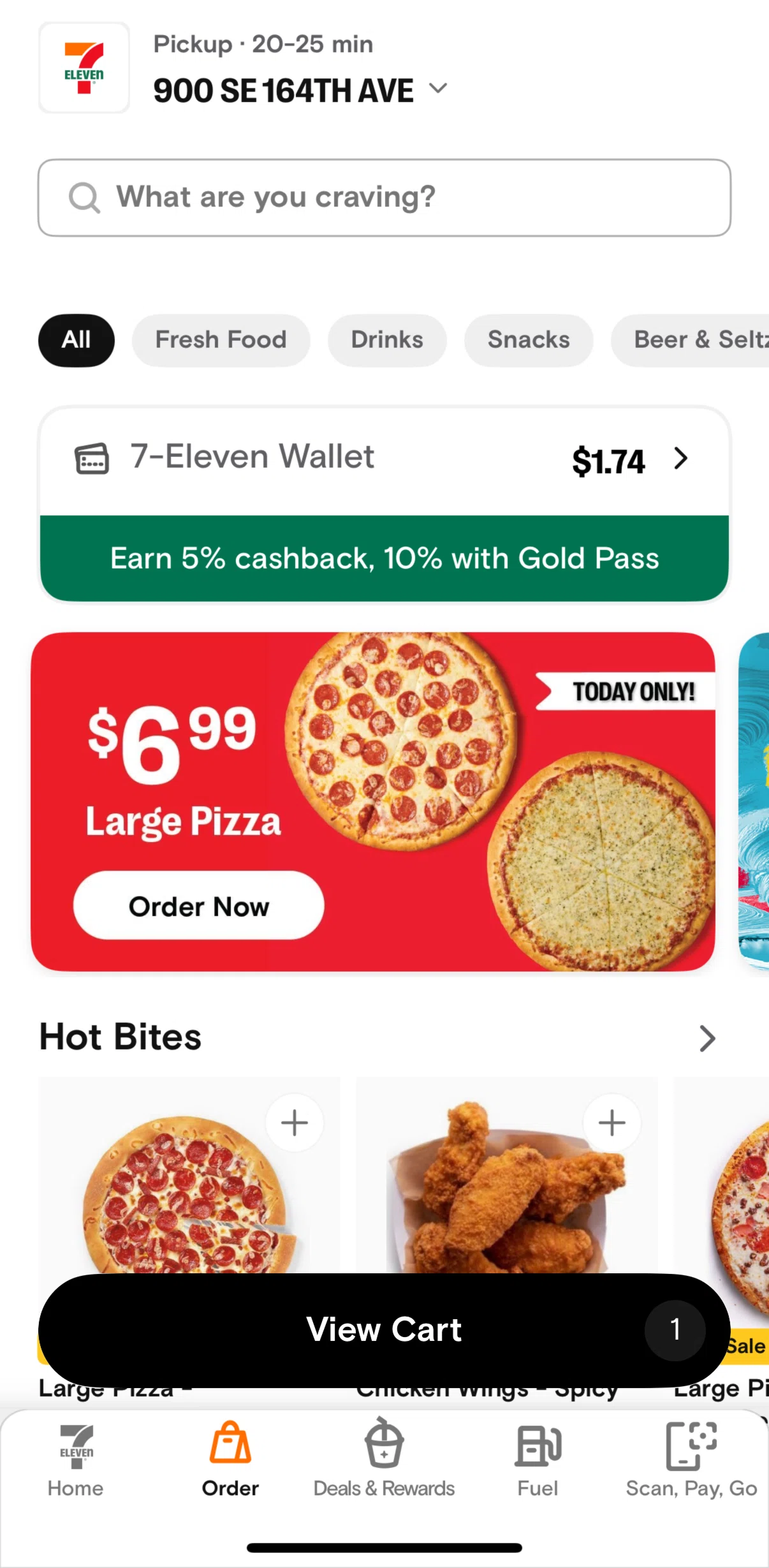 7-Eleven Screen screen in the Placing an order (pickup) flow