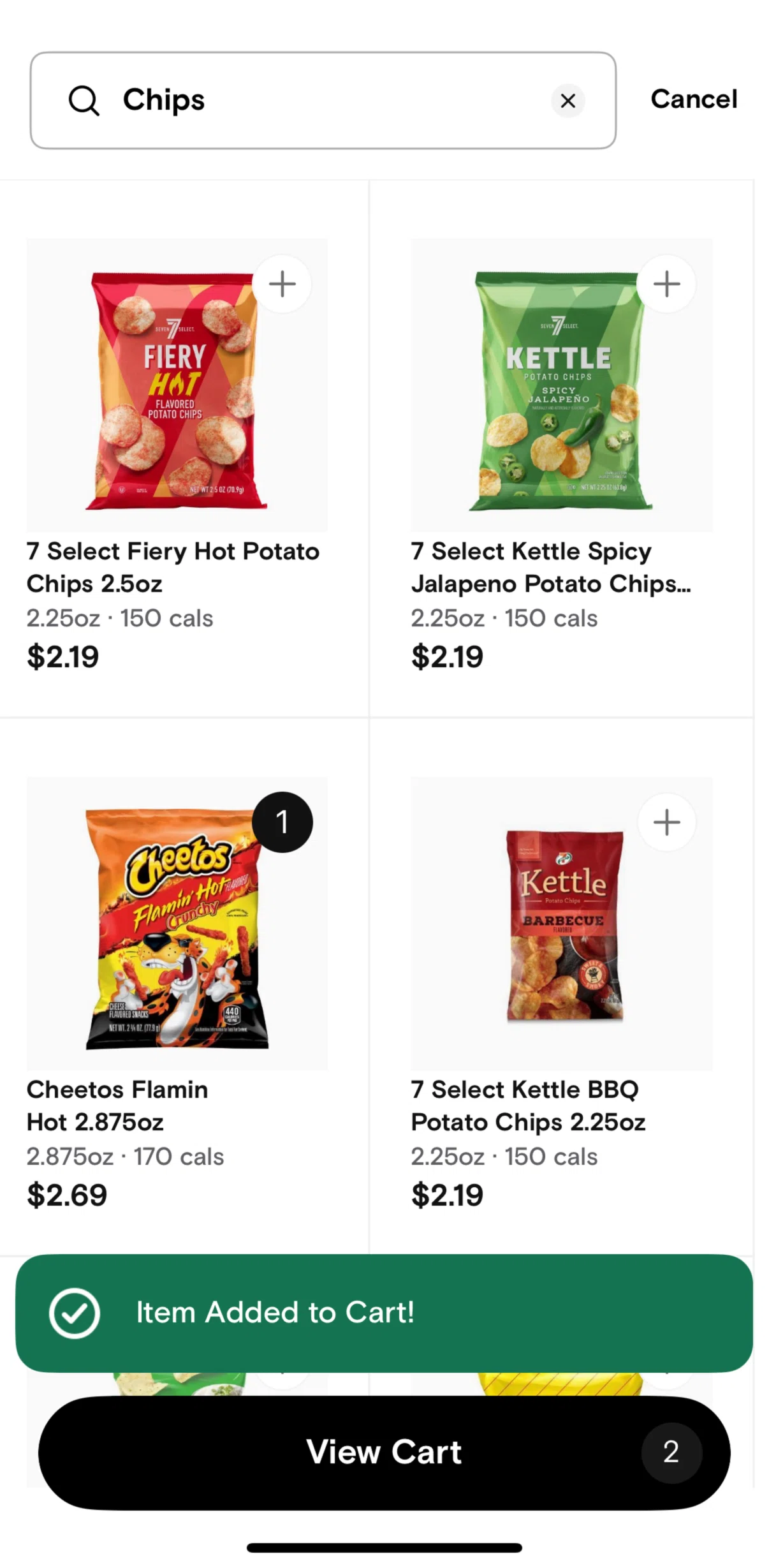 7-Eleven Screen screen in the Placing an order flow