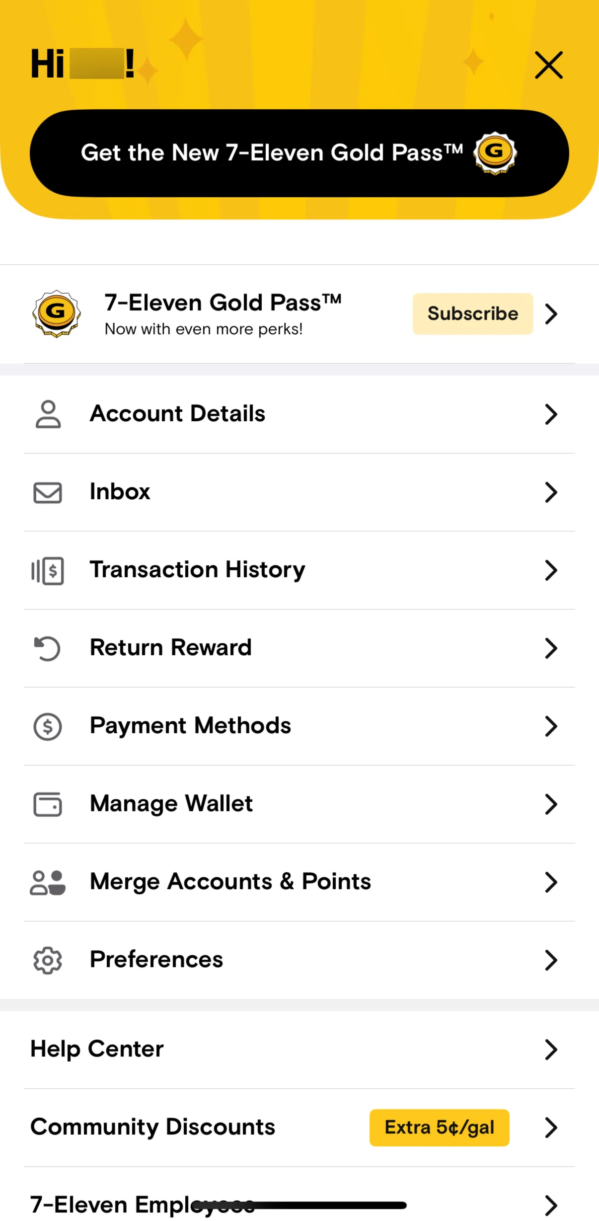 7-Eleven Screen screen in the Profile flow
