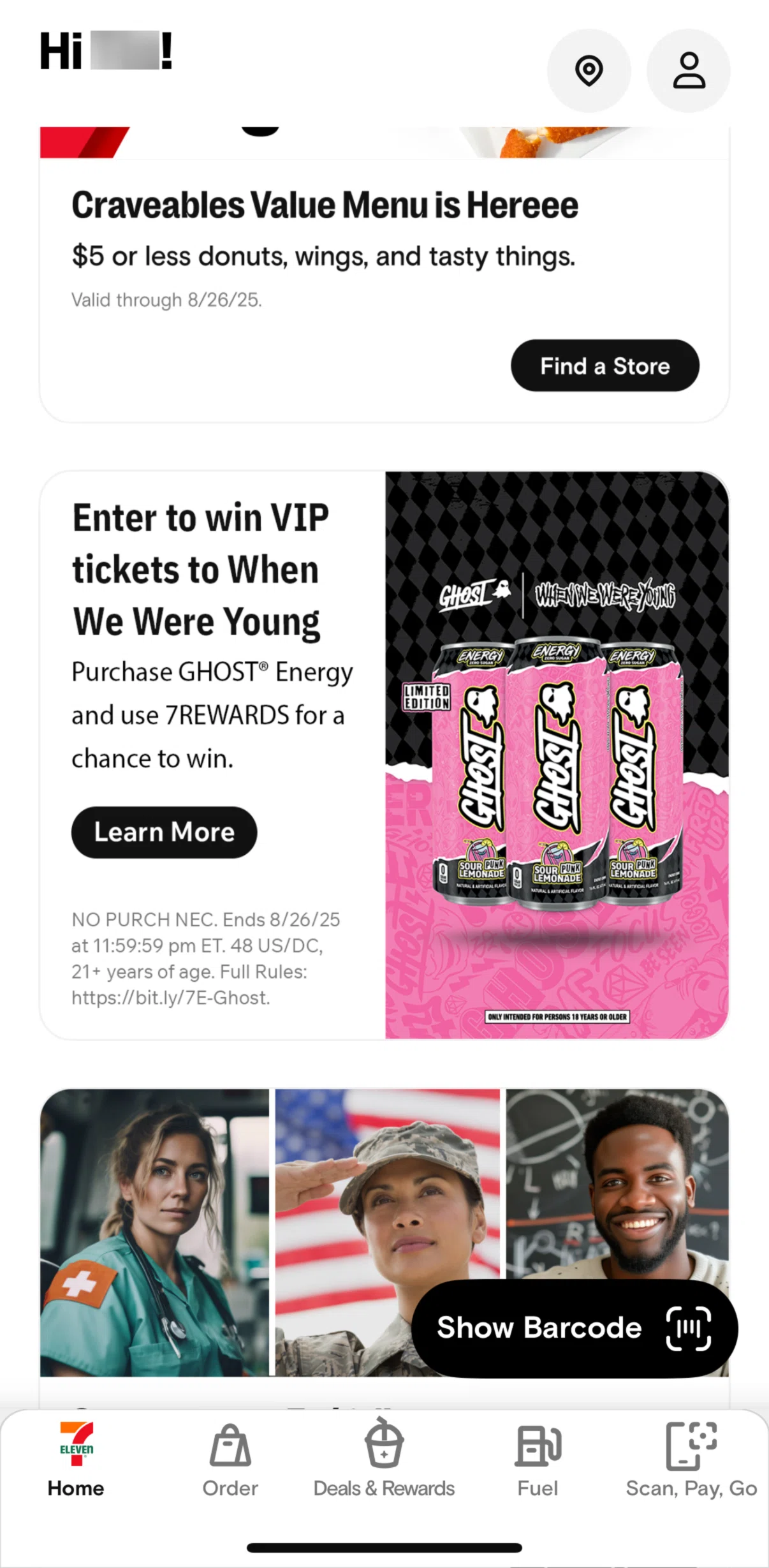 7-Eleven Screen screen in the Sweepstakes flow