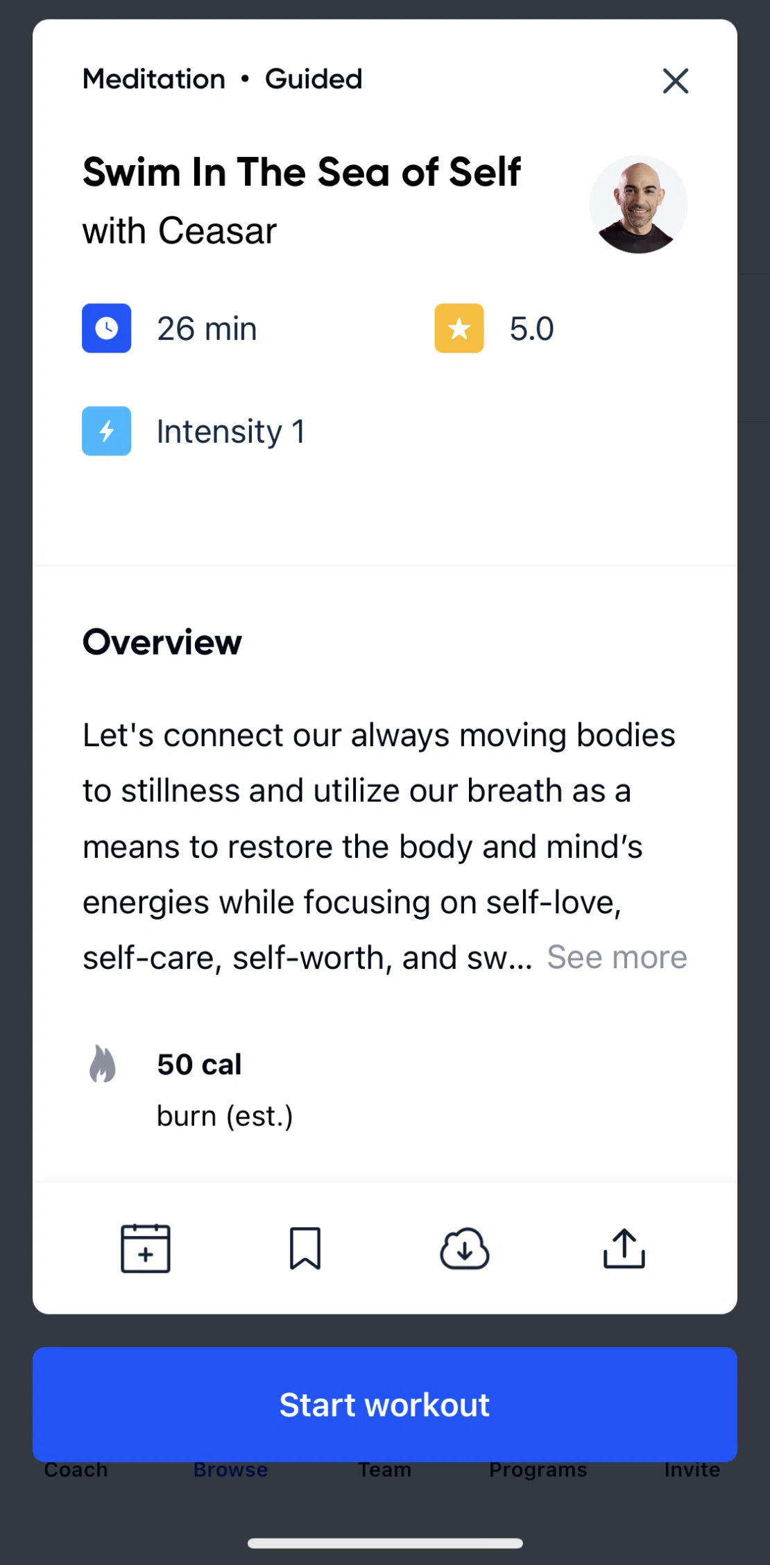 Aaptiv Screen screen in the Adding to schedule flow