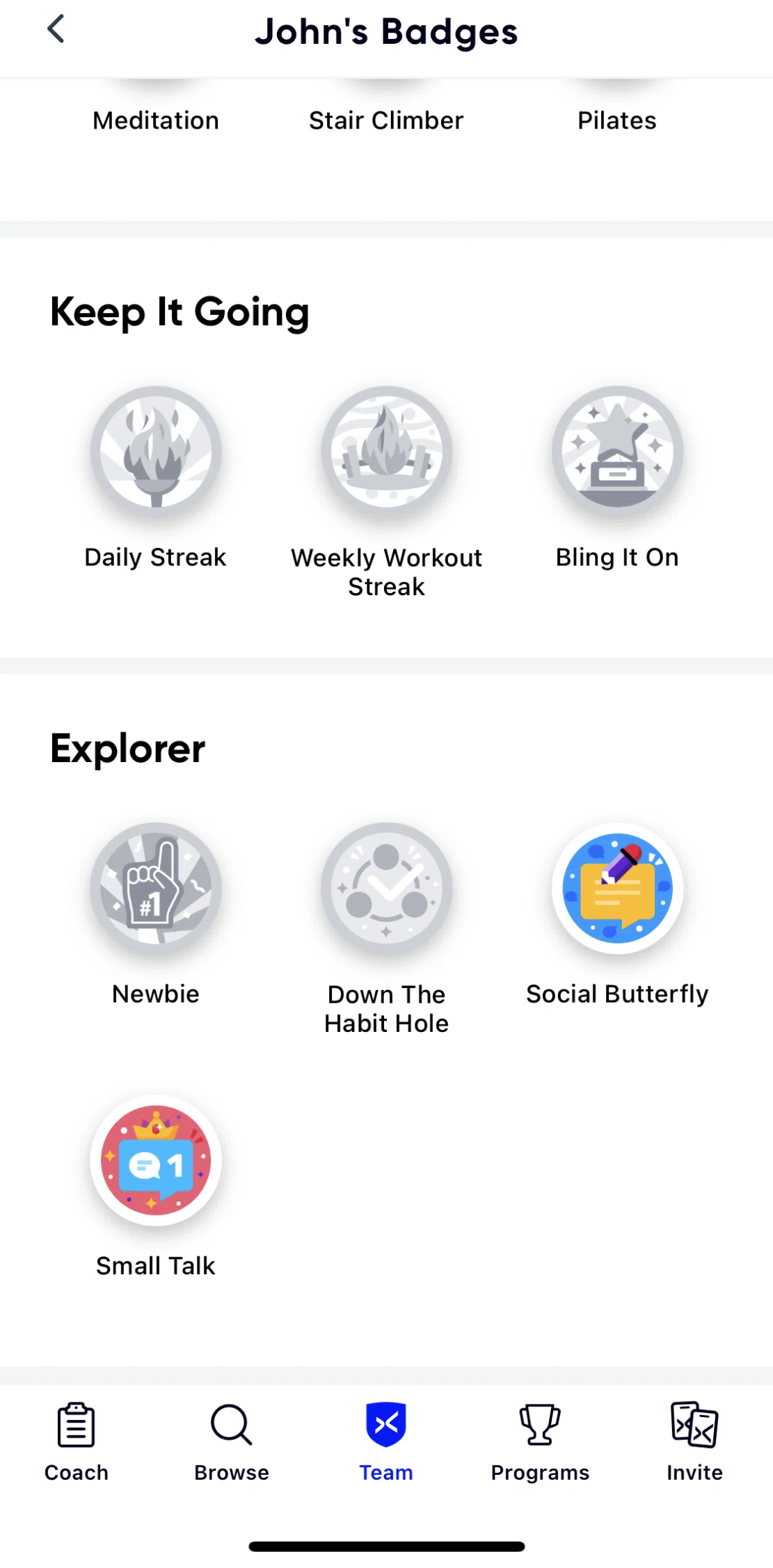 Aaptiv Screen screen in the Badge detail flow