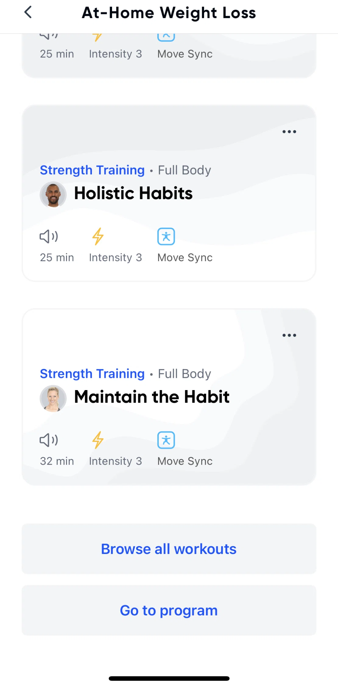 Aaptiv Screen screen in the Browse workouts flow