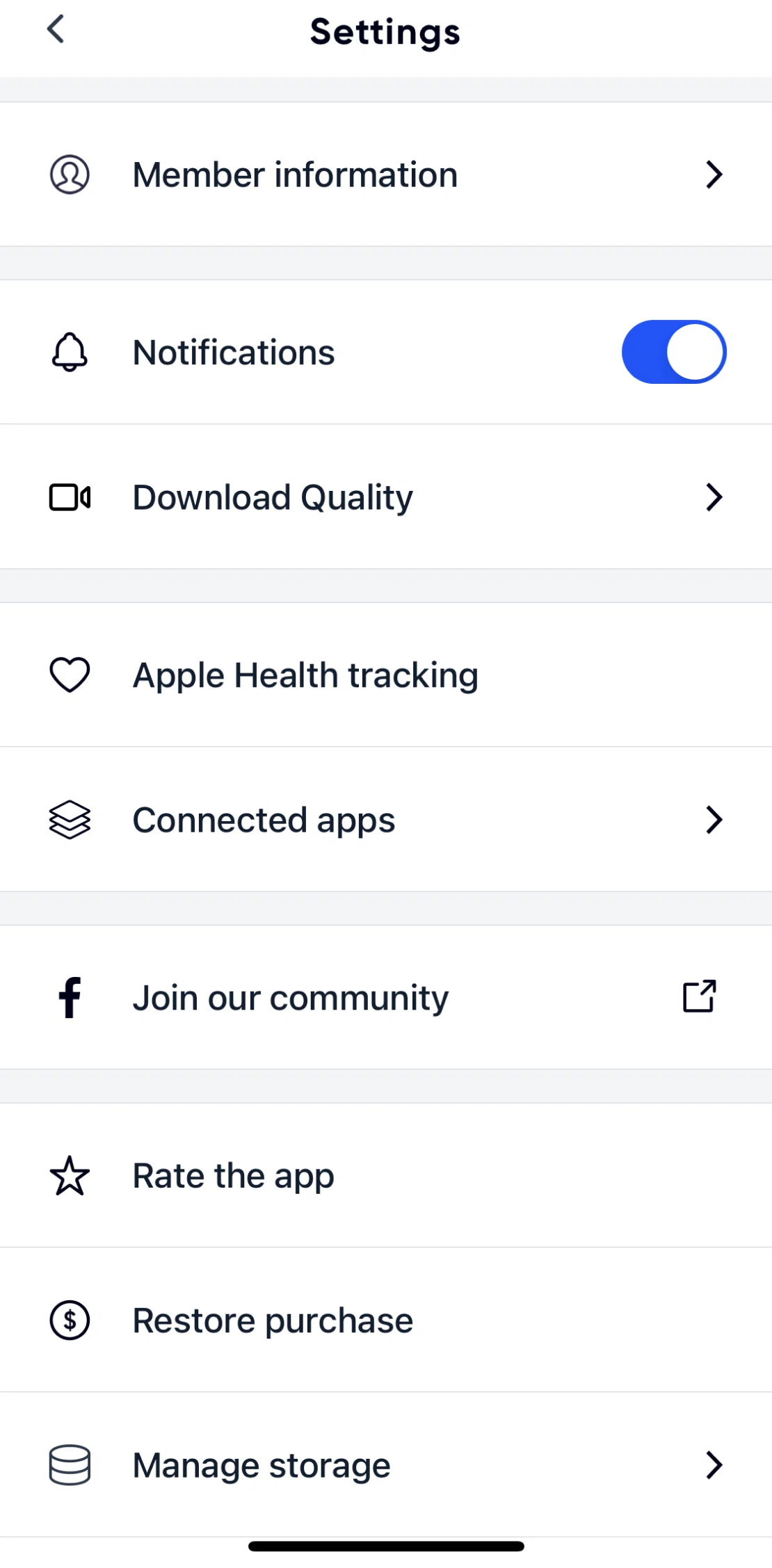 Aaptiv Screen screen in the Download quality flow