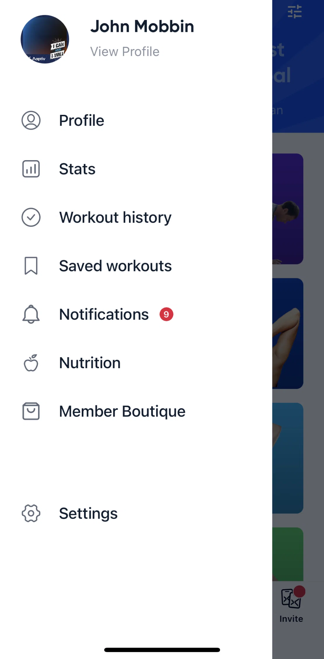 Aaptiv Screen screen in the Stats flow
