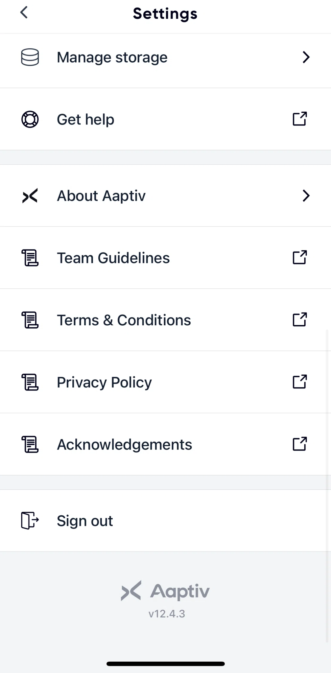 Aaptiv Screen screen in the Terms and conditions flow