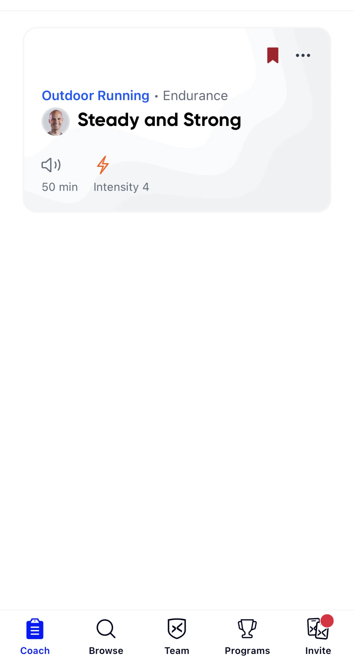 Aaptiv Screen screen in the Workout detail (saved workouts) flow