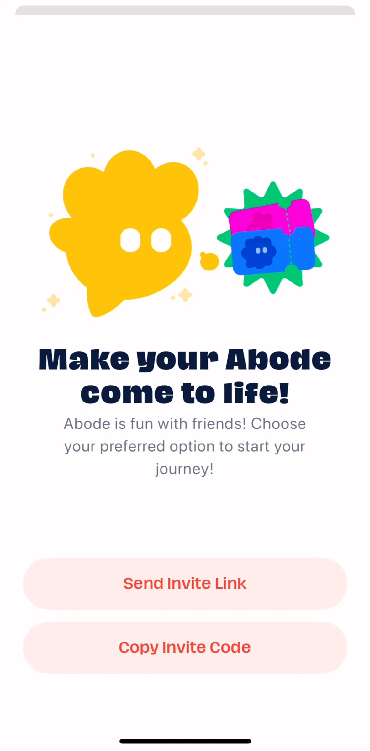 Abode Screen screen in the Sending an invite link flow