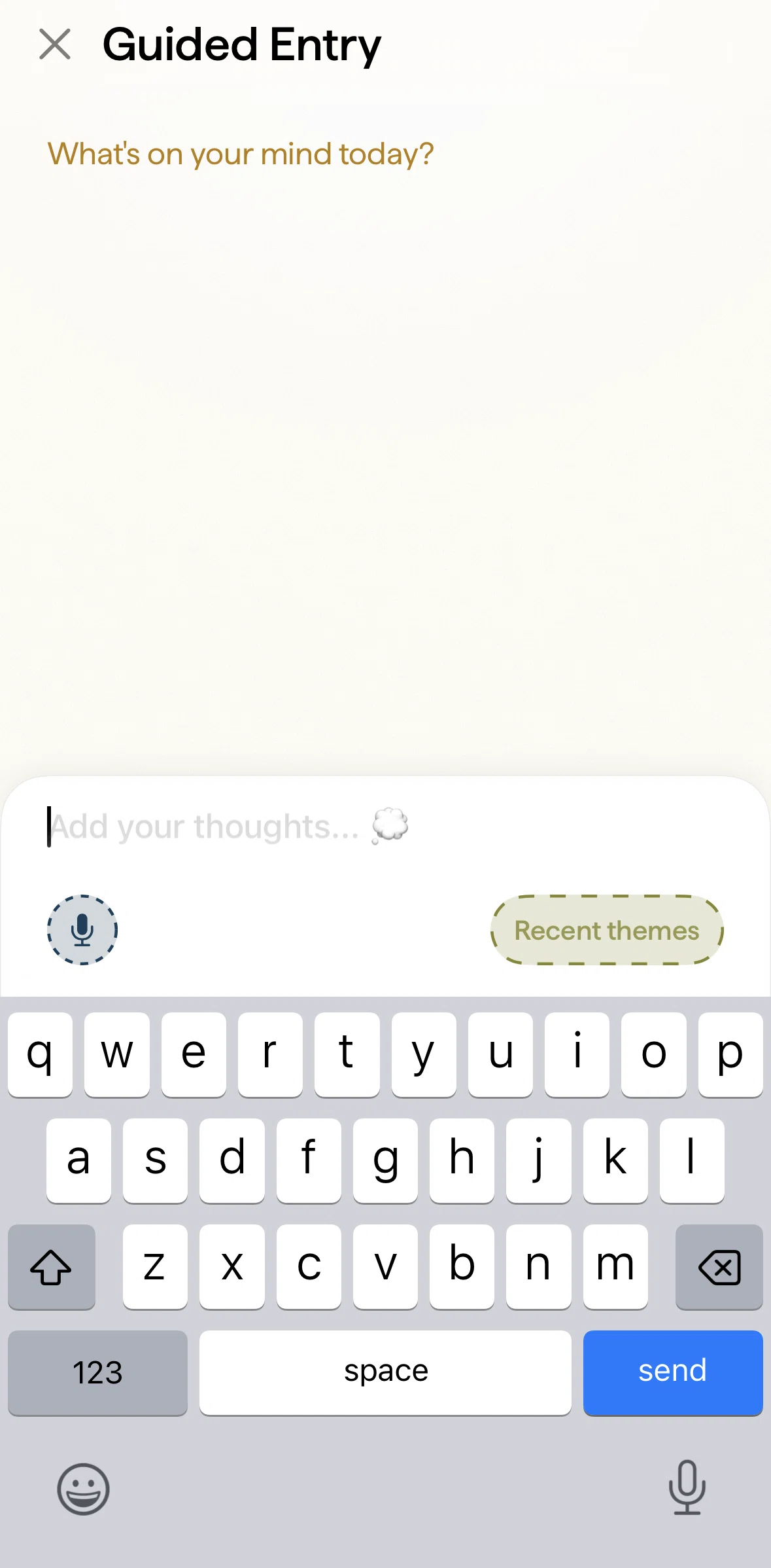 ABY Journal Screen screen in the Recent themes flow