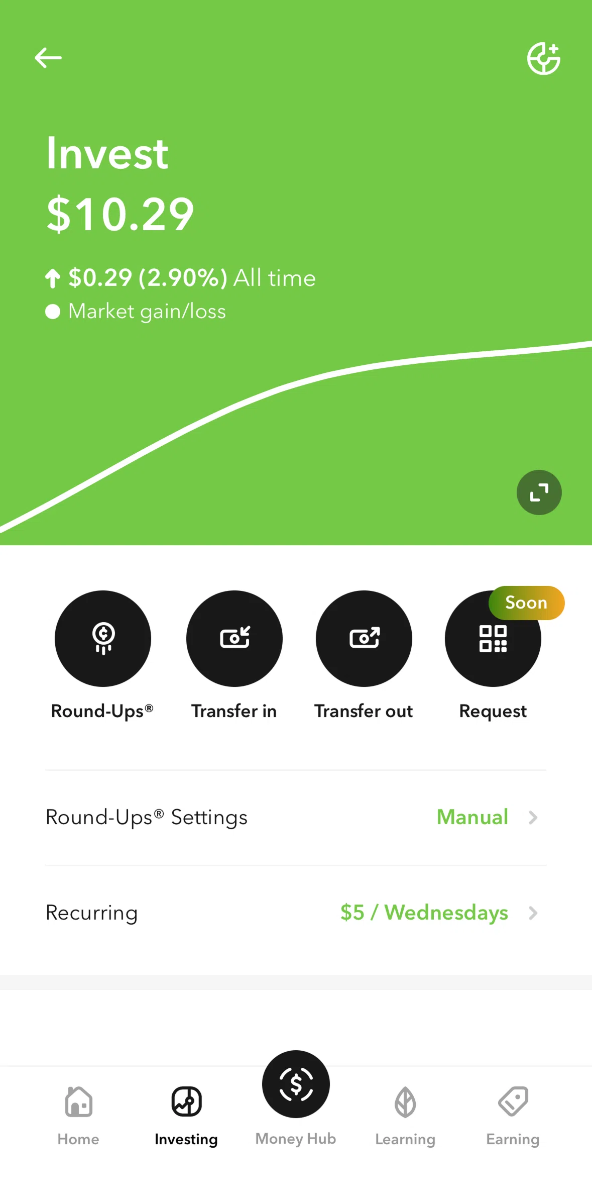 Acorns Screen screen in the Stocks and ETFs flow