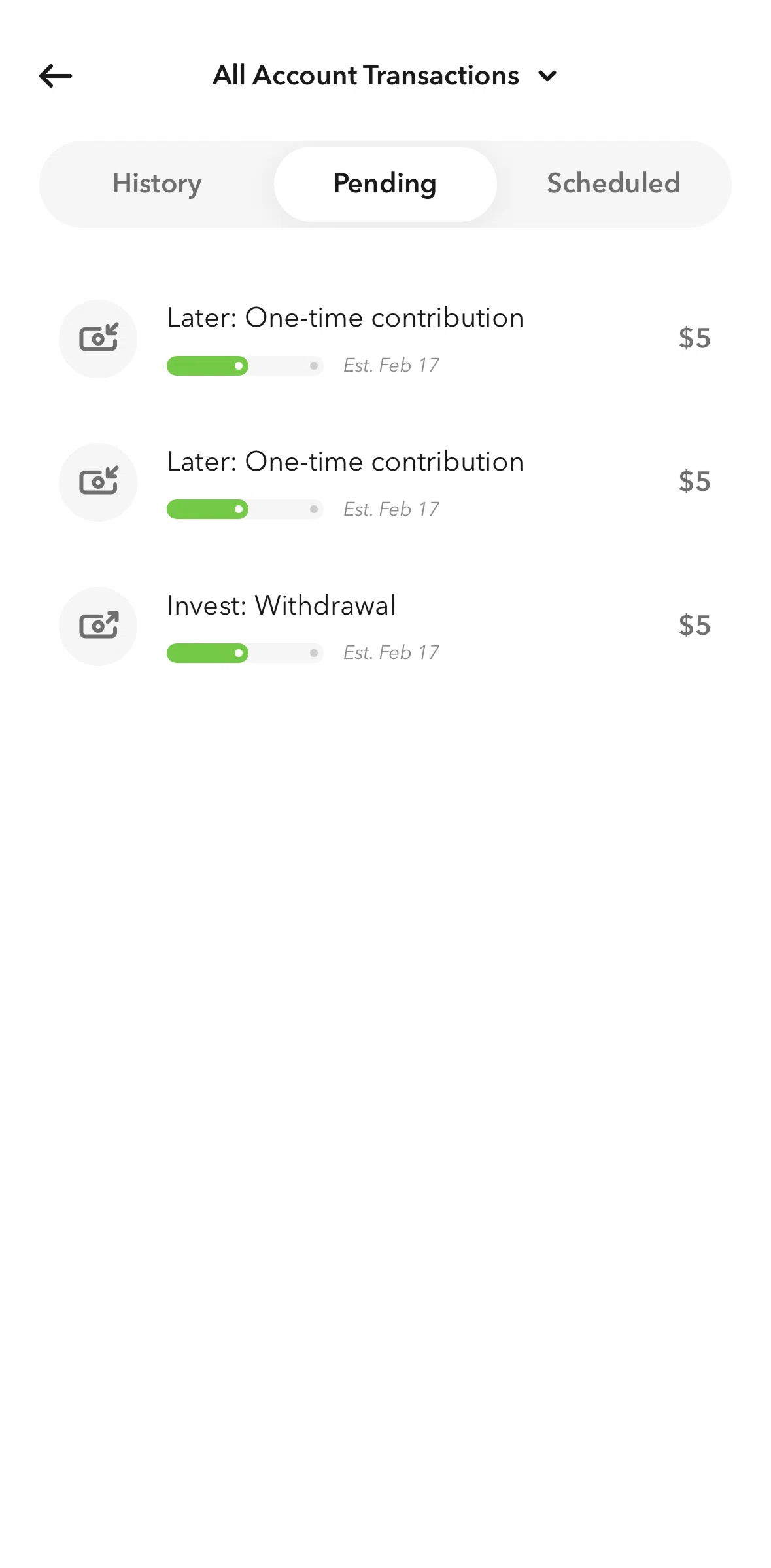 Acorns Screen screen in the Transaction detail flow