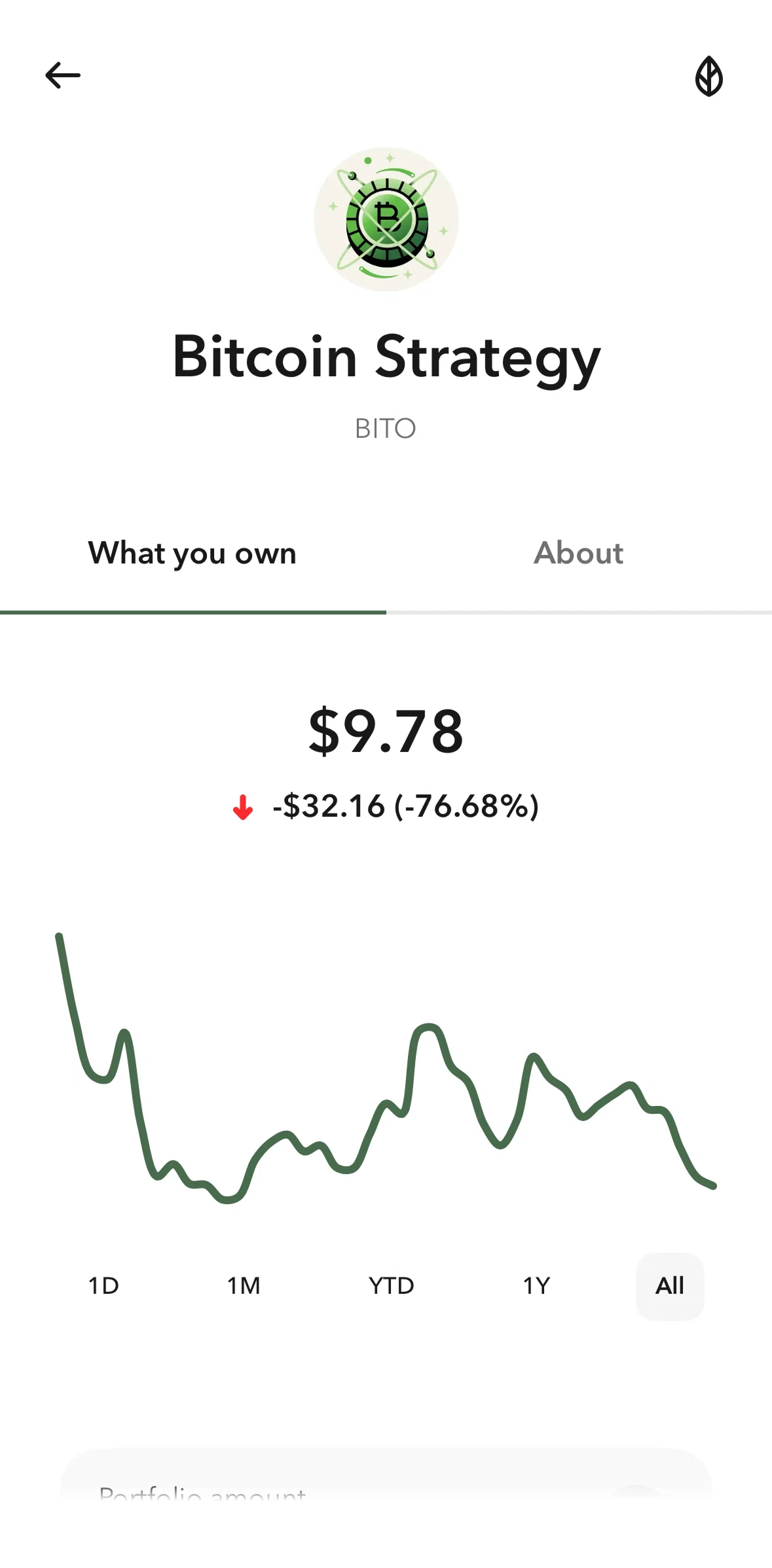 Acorns Screen screen in the What you own (Bitcoin) flow