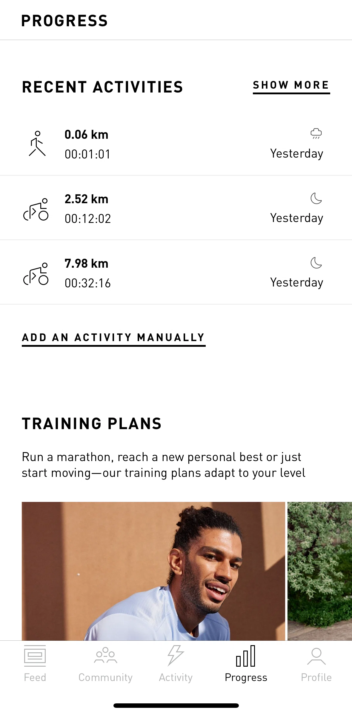 adidas Running Screen screen in the Activity details flow
