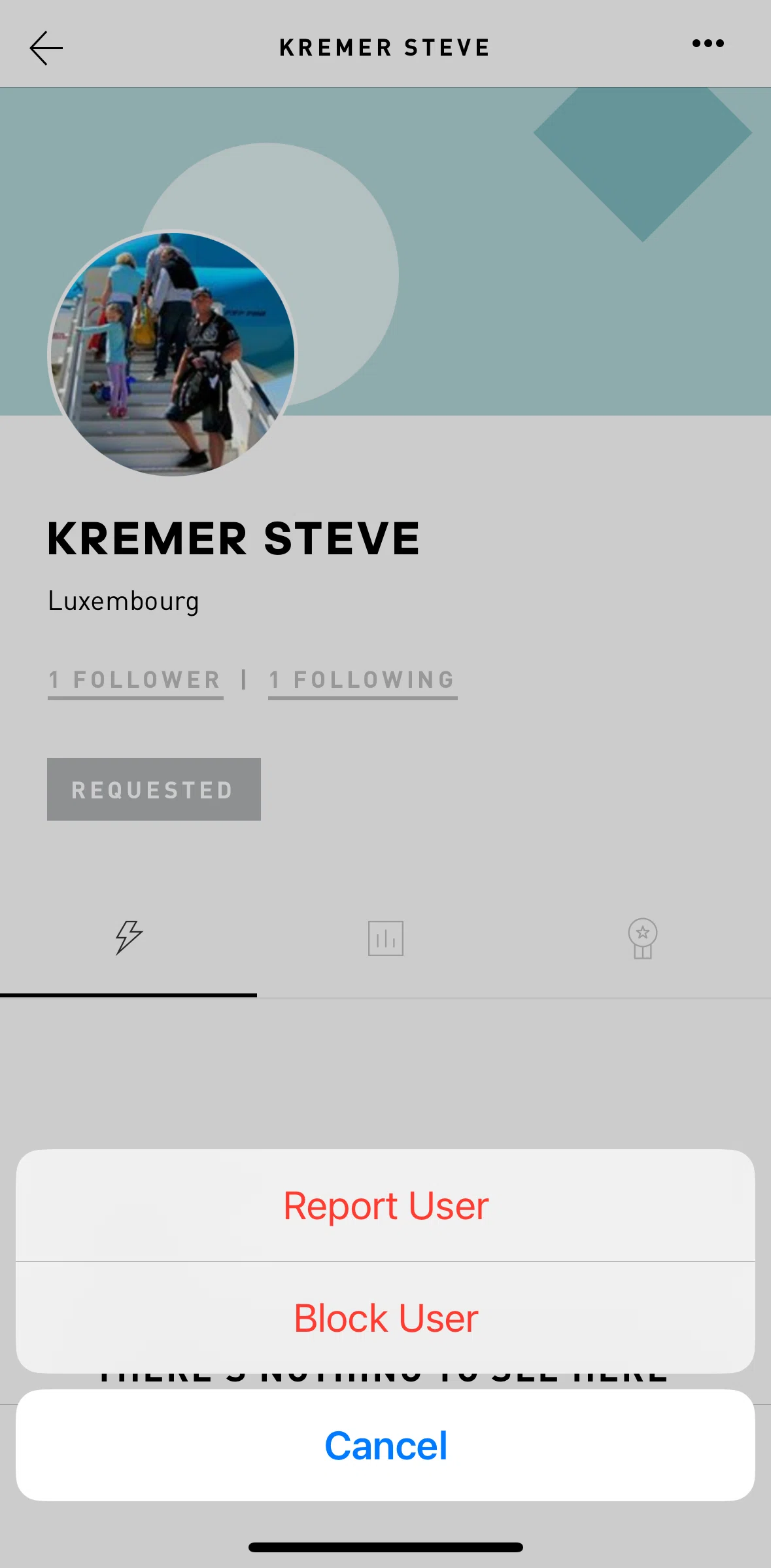 adidas Running Screen screen in the Blocking a user flow