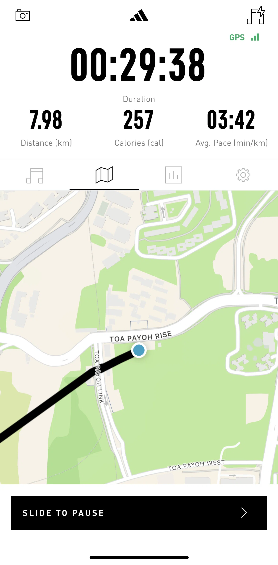 adidas Running Screen screen in the Customizing map view flow