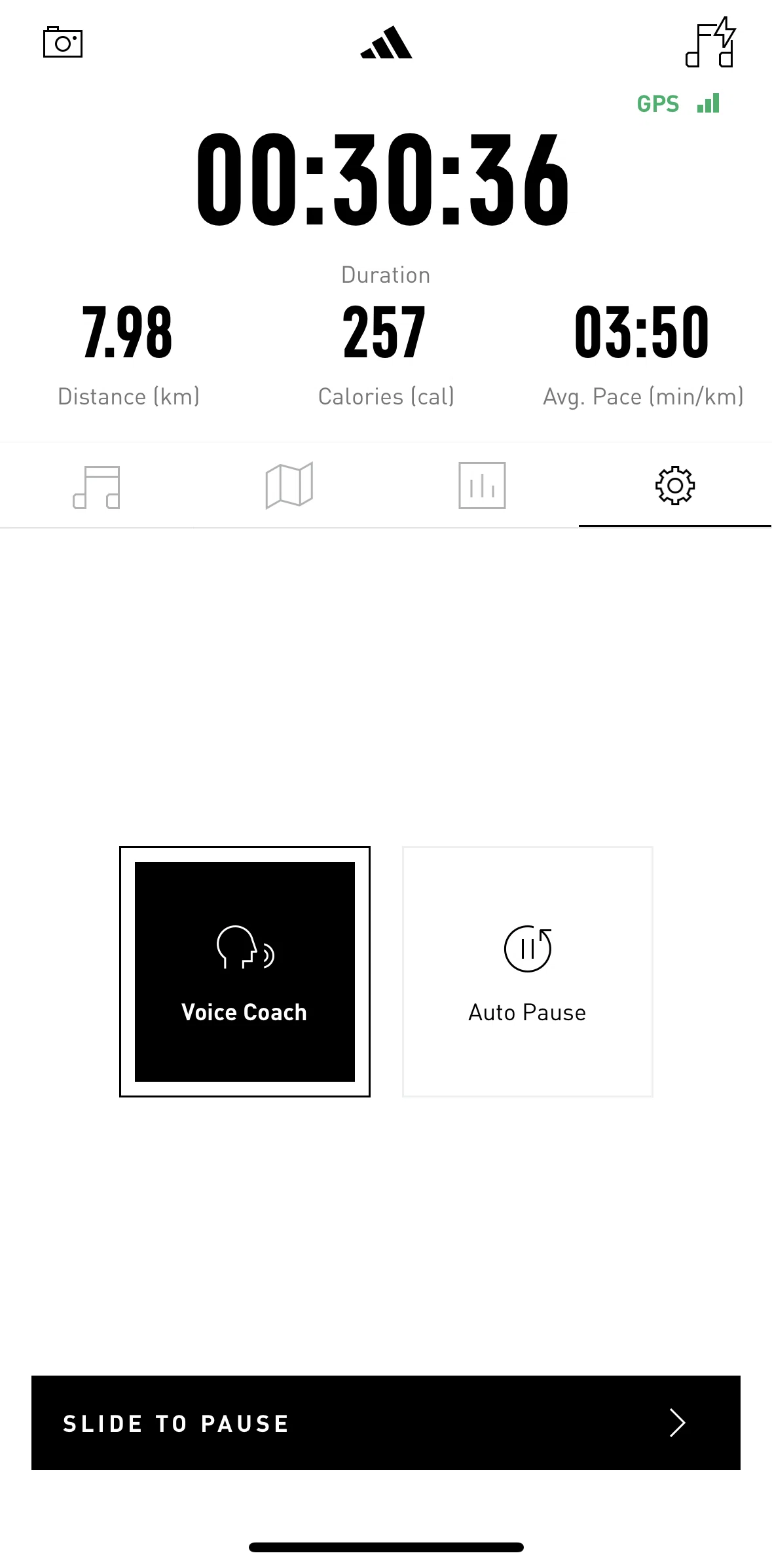 adidas Running Screen screen in the Editing activity settings flow
