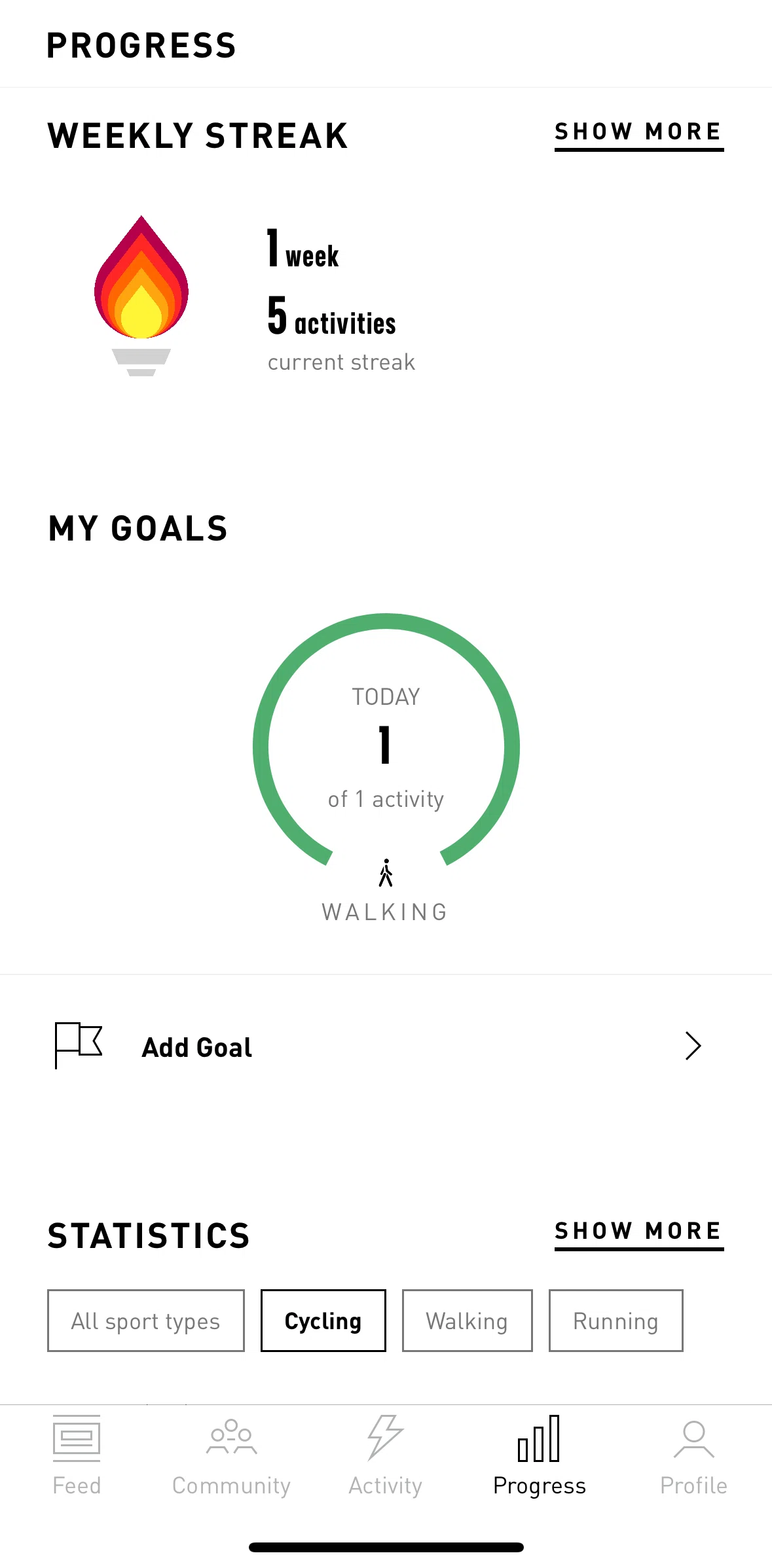 adidas Running Screen screen in the Goal details flow