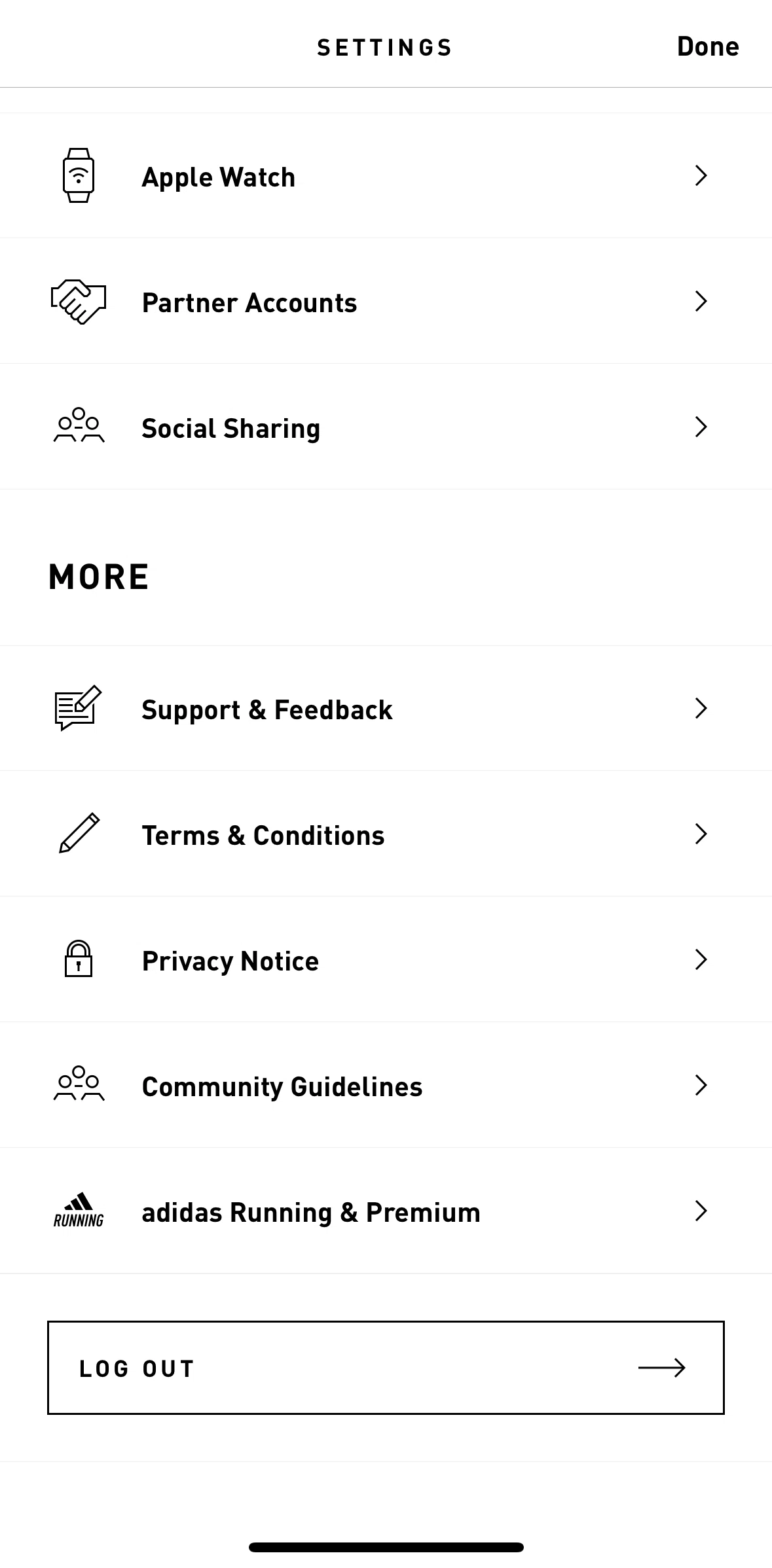 adidas Running Screen screen in the Terms & conditions flow