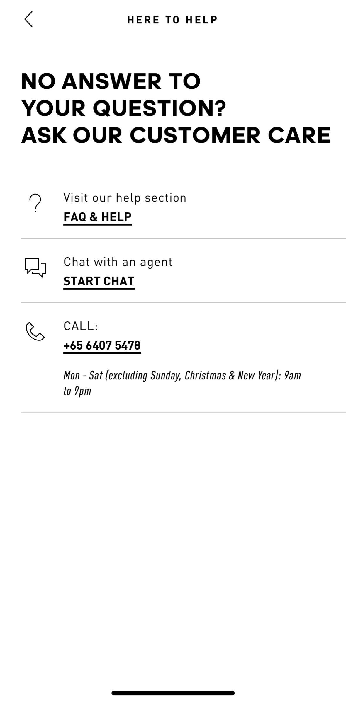 adidas Screen screen in the Chatting with support flow