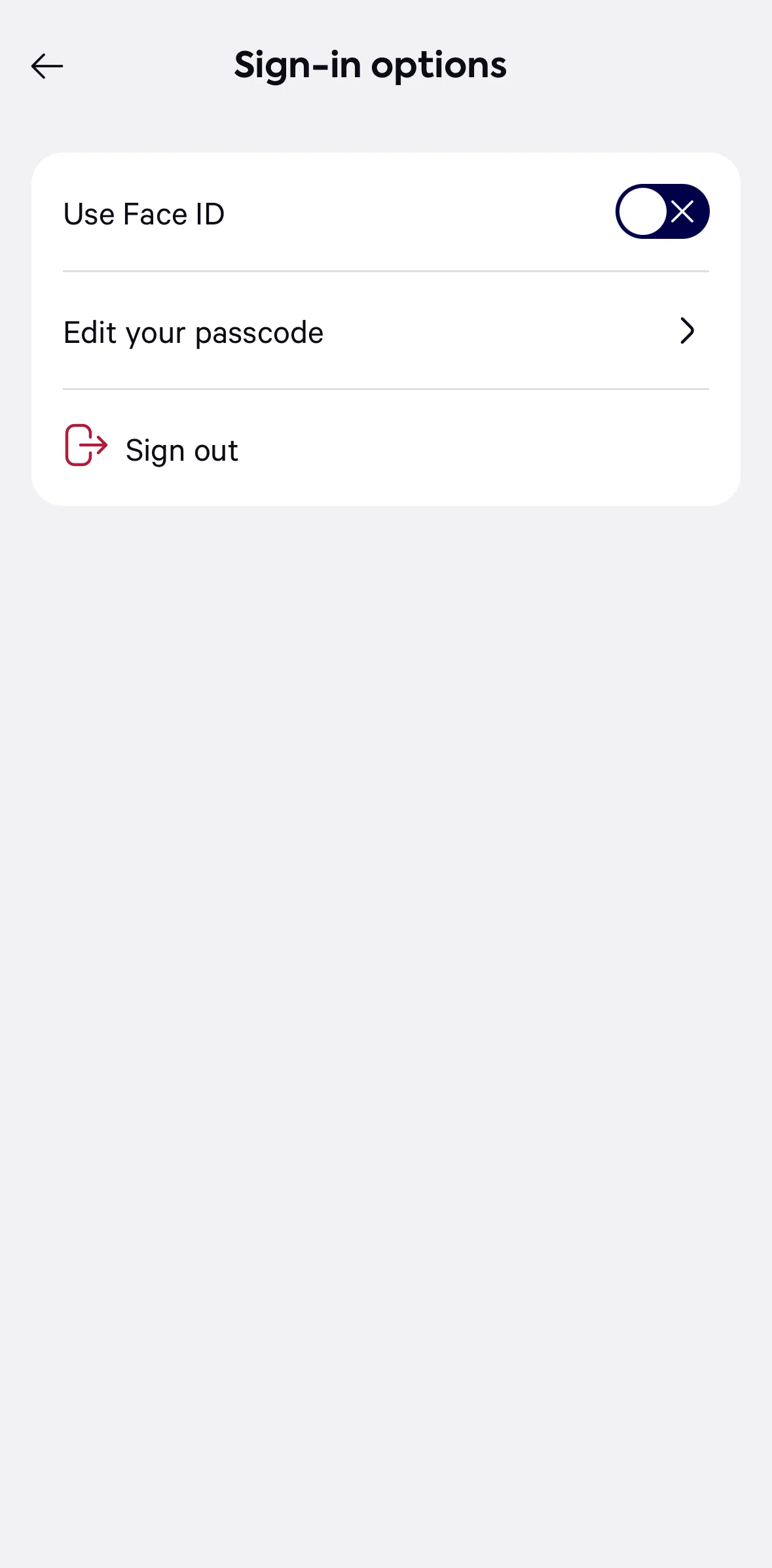 Affirm Screen screen in the Logging out flow