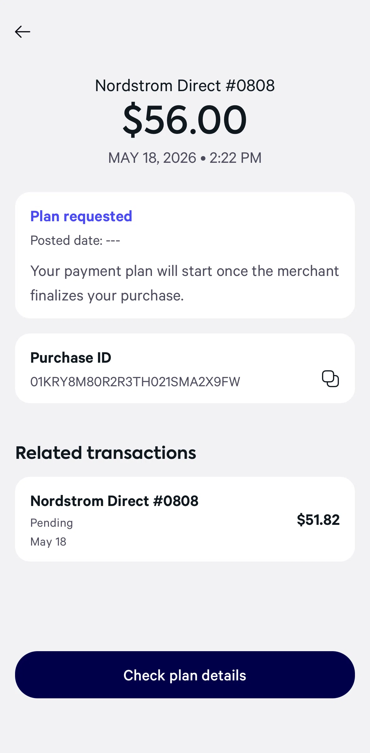 Affirm Screen screen in the Plan detail flow