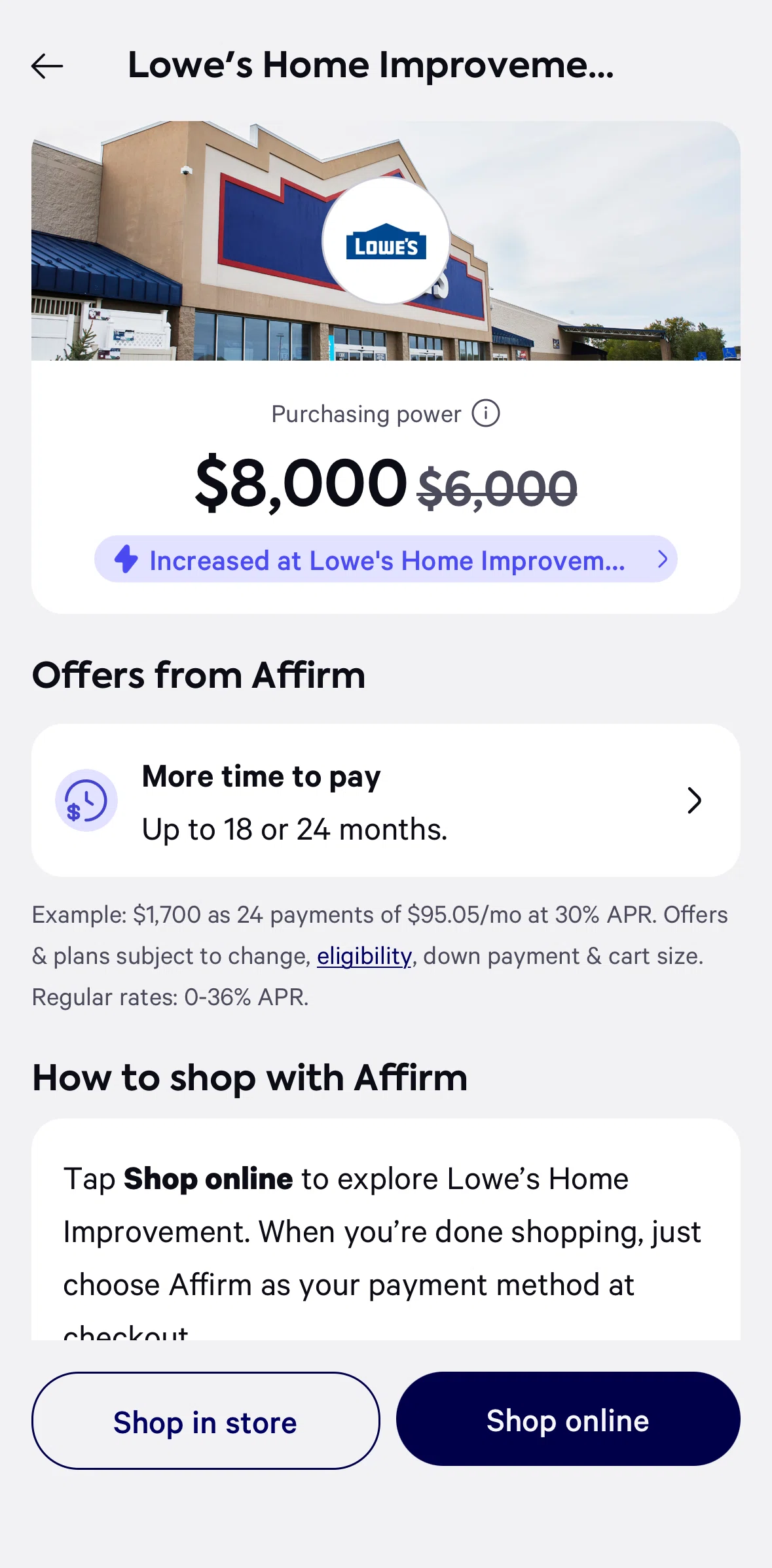 Affirm Screen screen in the Setting up a payment plan flow