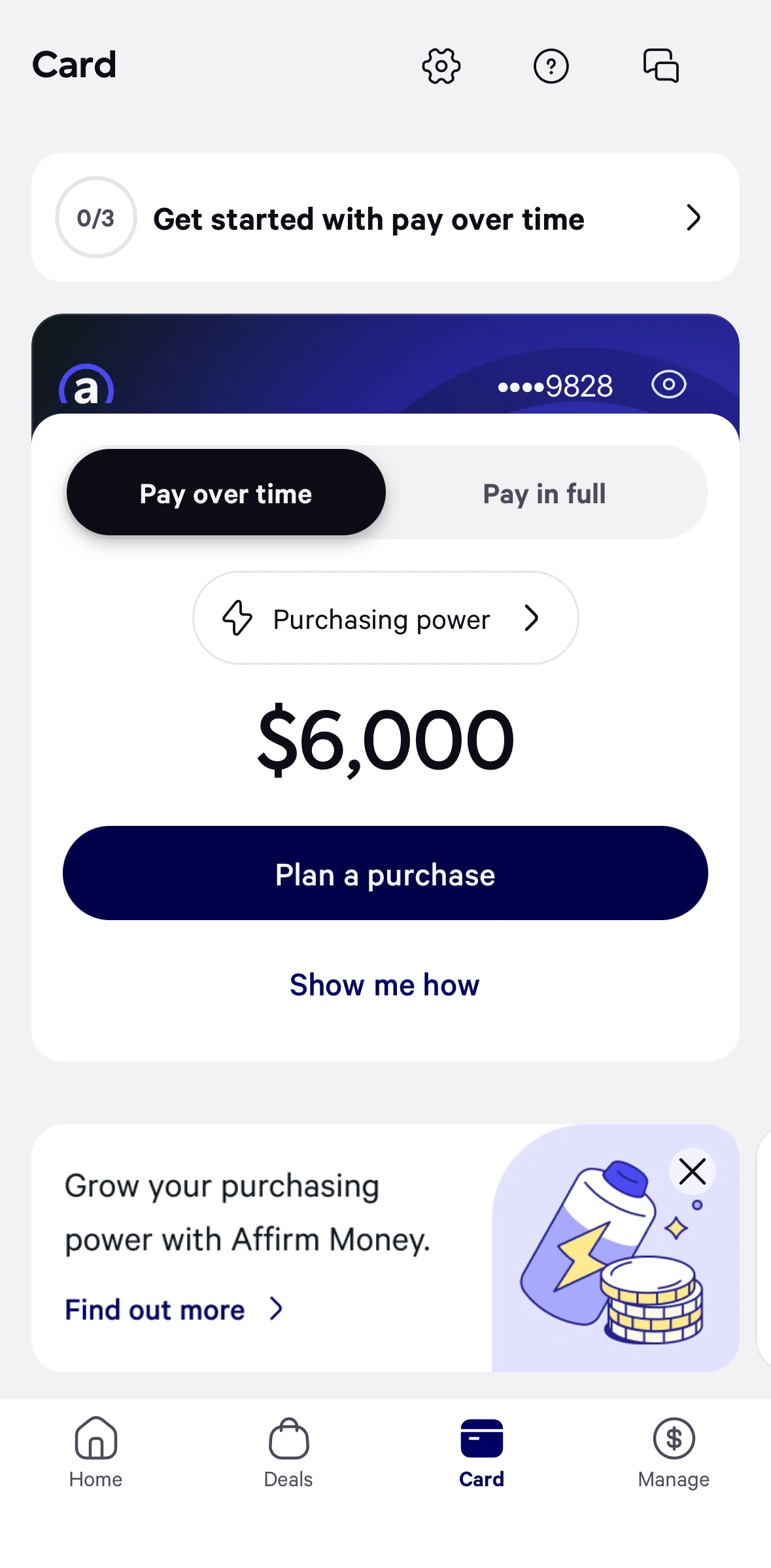 Affirm Screen screen in the Support flow