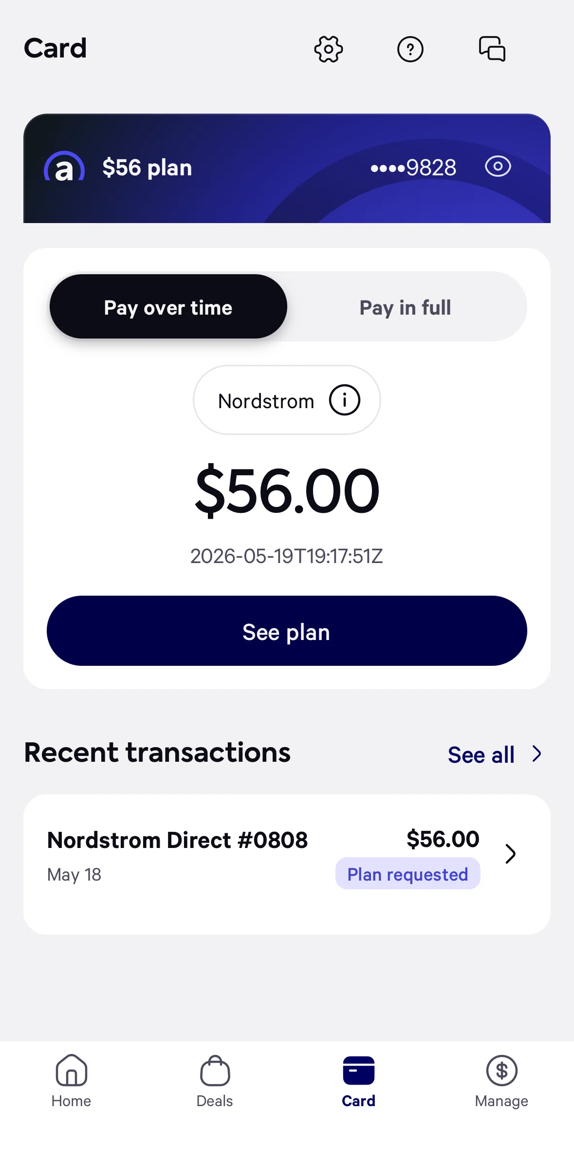 Affirm Screen screen in the Transaction detail flow