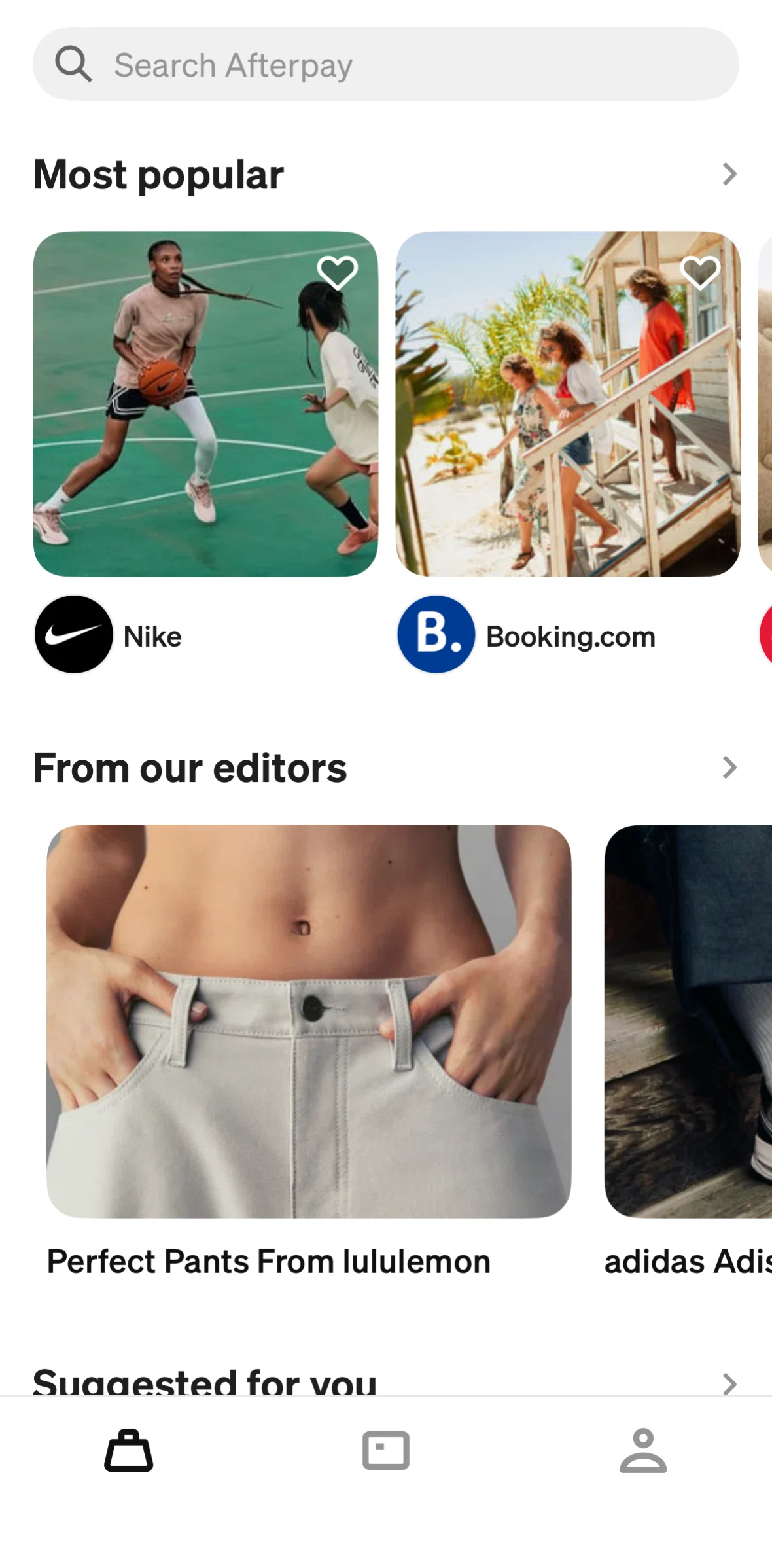 Afterpay Screen screen in the From our editors flow