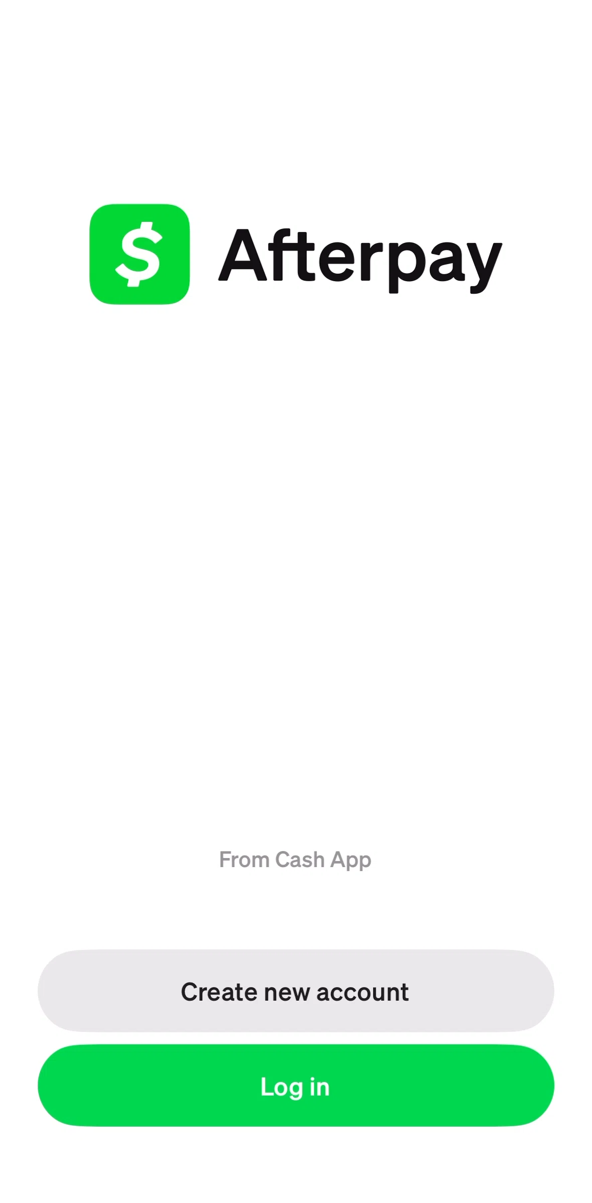 Afterpay Screen screen in the Logging in flow