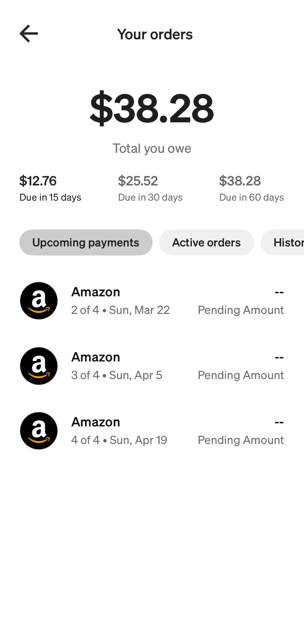 Afterpay Screen screen in the Order detail flow