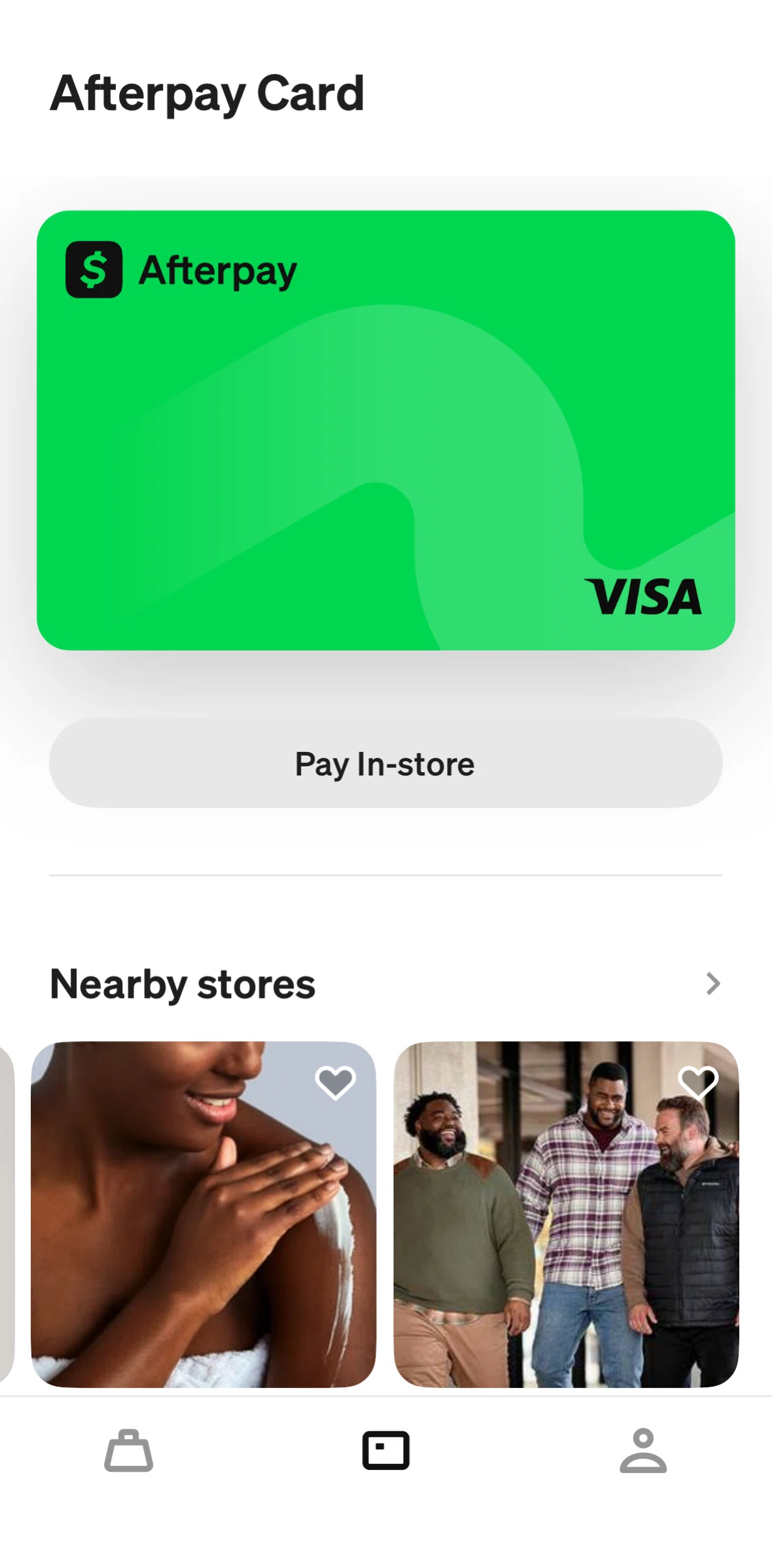 Afterpay Screen screen in the Pay in store flow