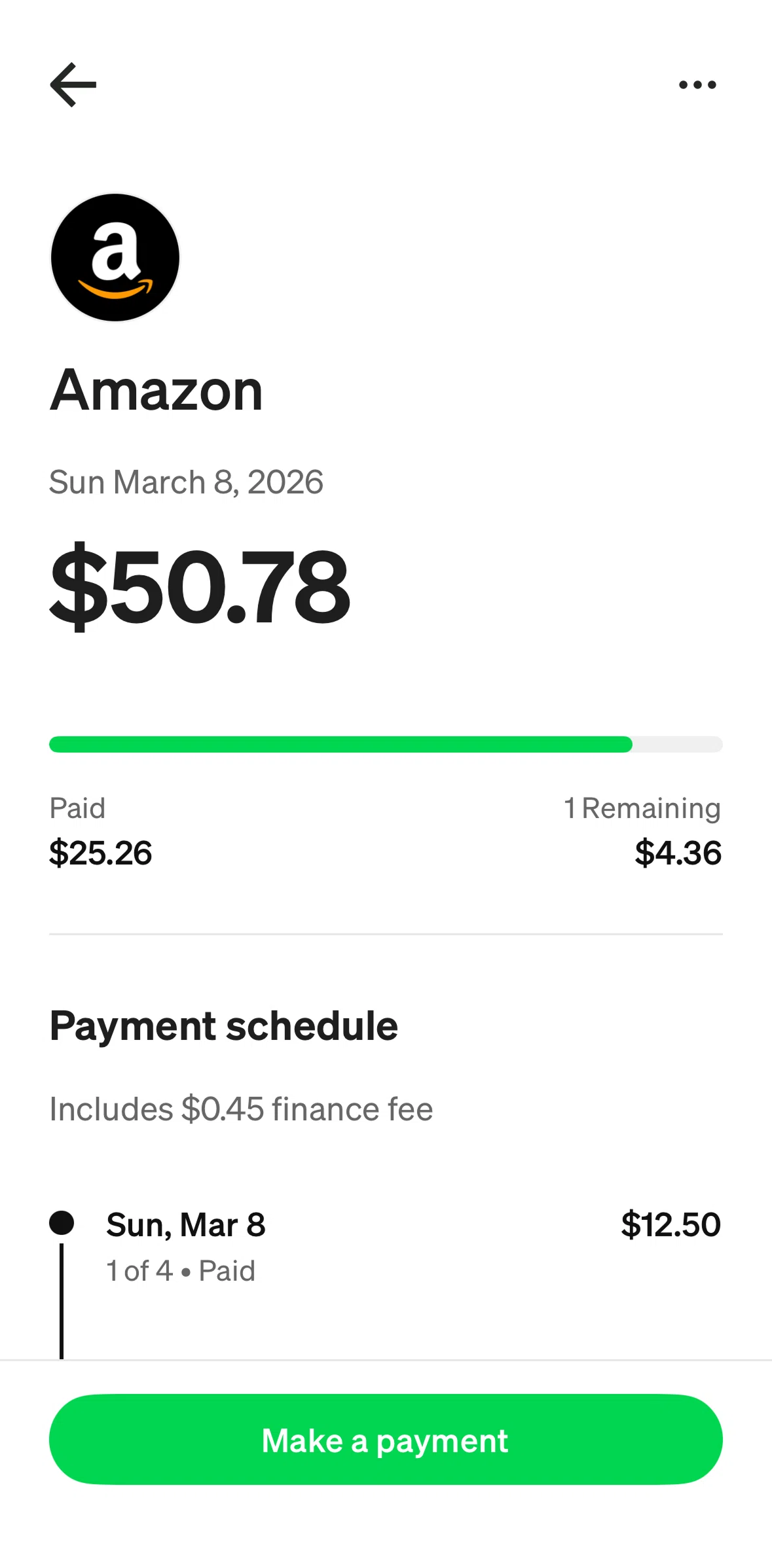 Afterpay Screen screen in the Report an order flow