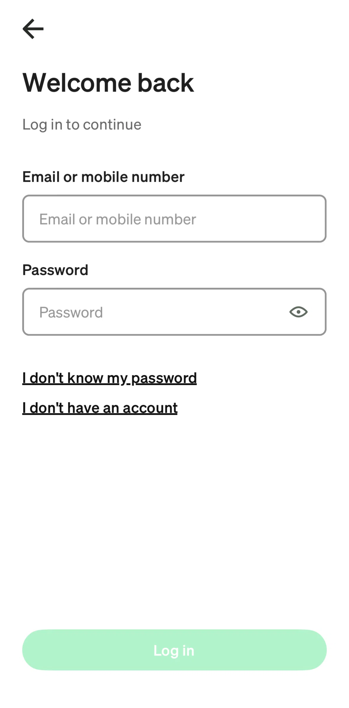 Afterpay Screen screen in the Resetting password flow