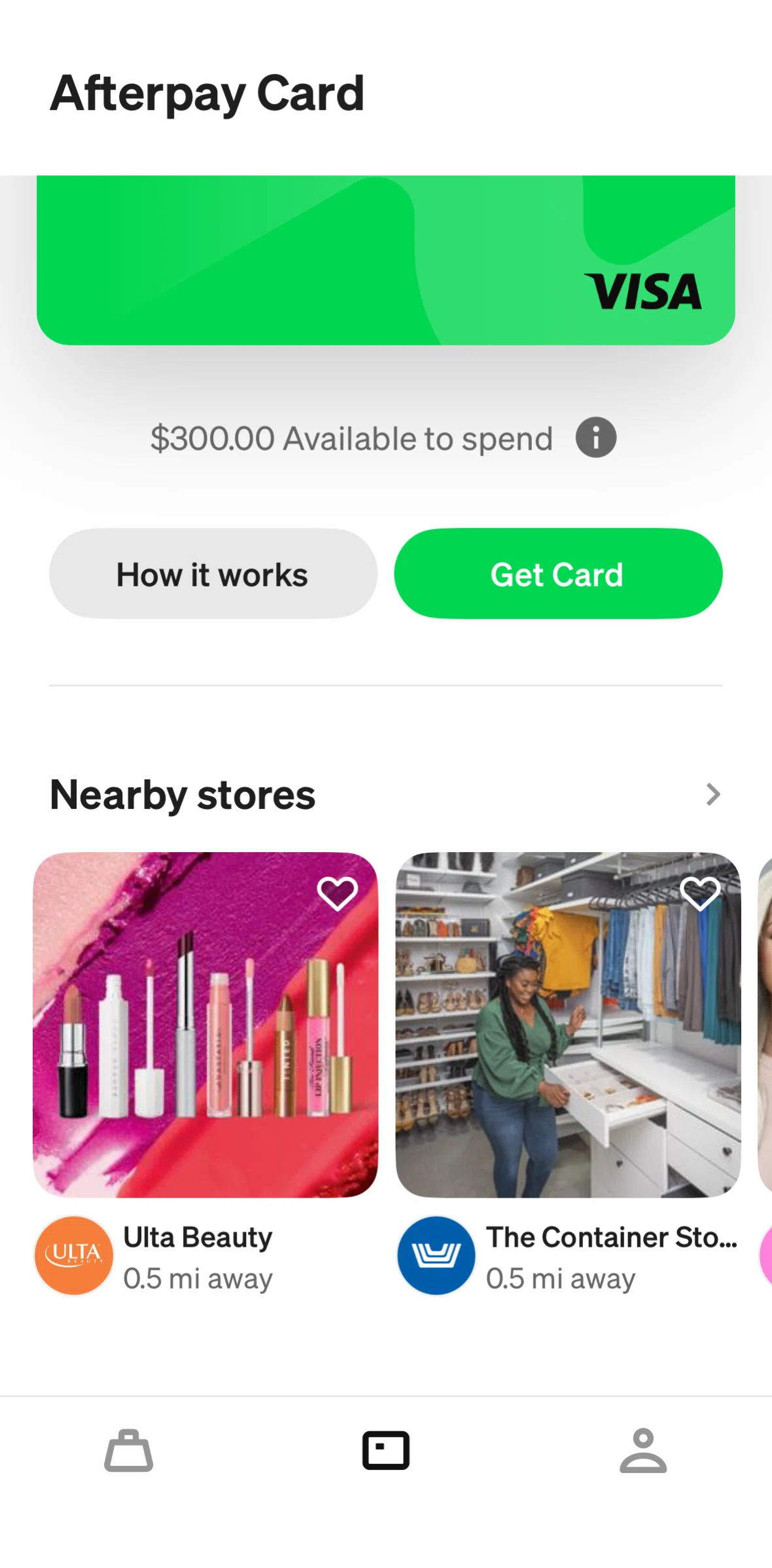Afterpay Screen screen in the Store detail (nearby) flow