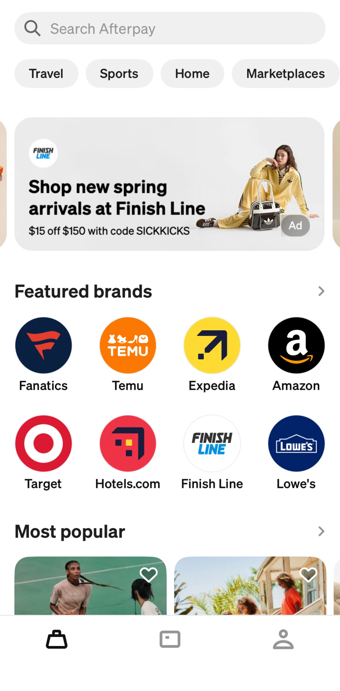Afterpay Screen screen in the Store detail flow