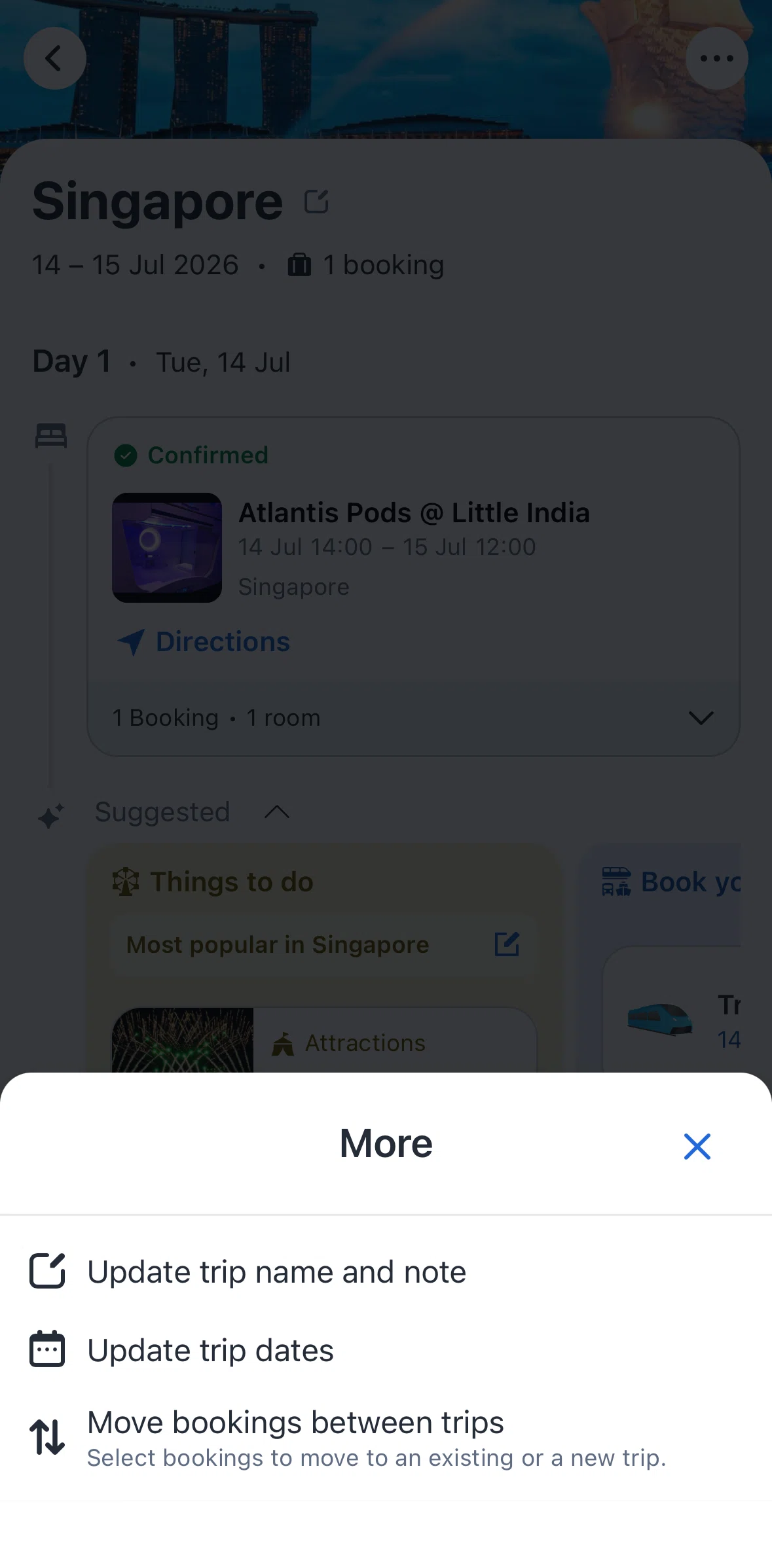 Agoda Screen screen in the Moving a booking flow