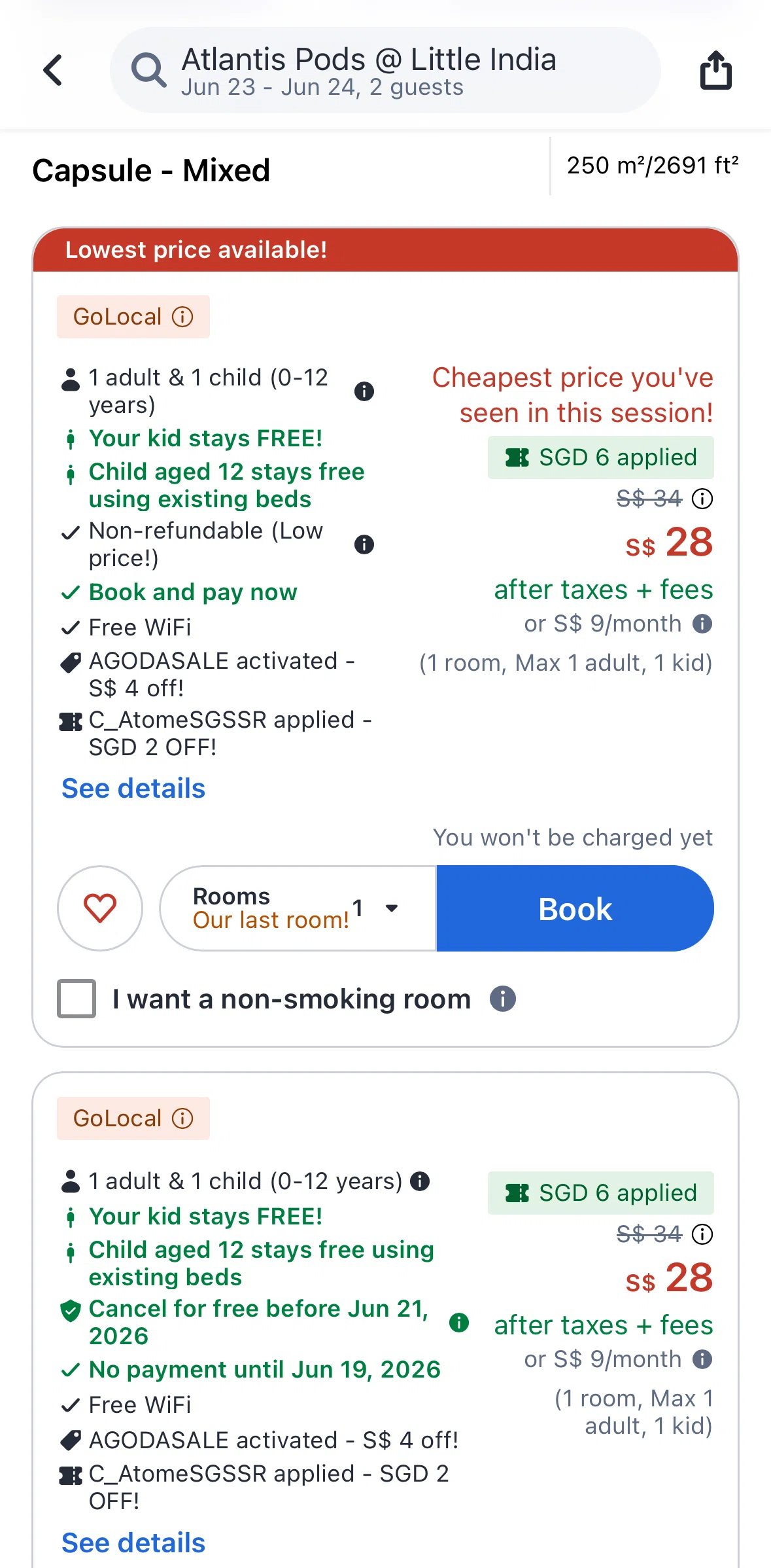 Agoda Screen screen in the Saving an offer flow