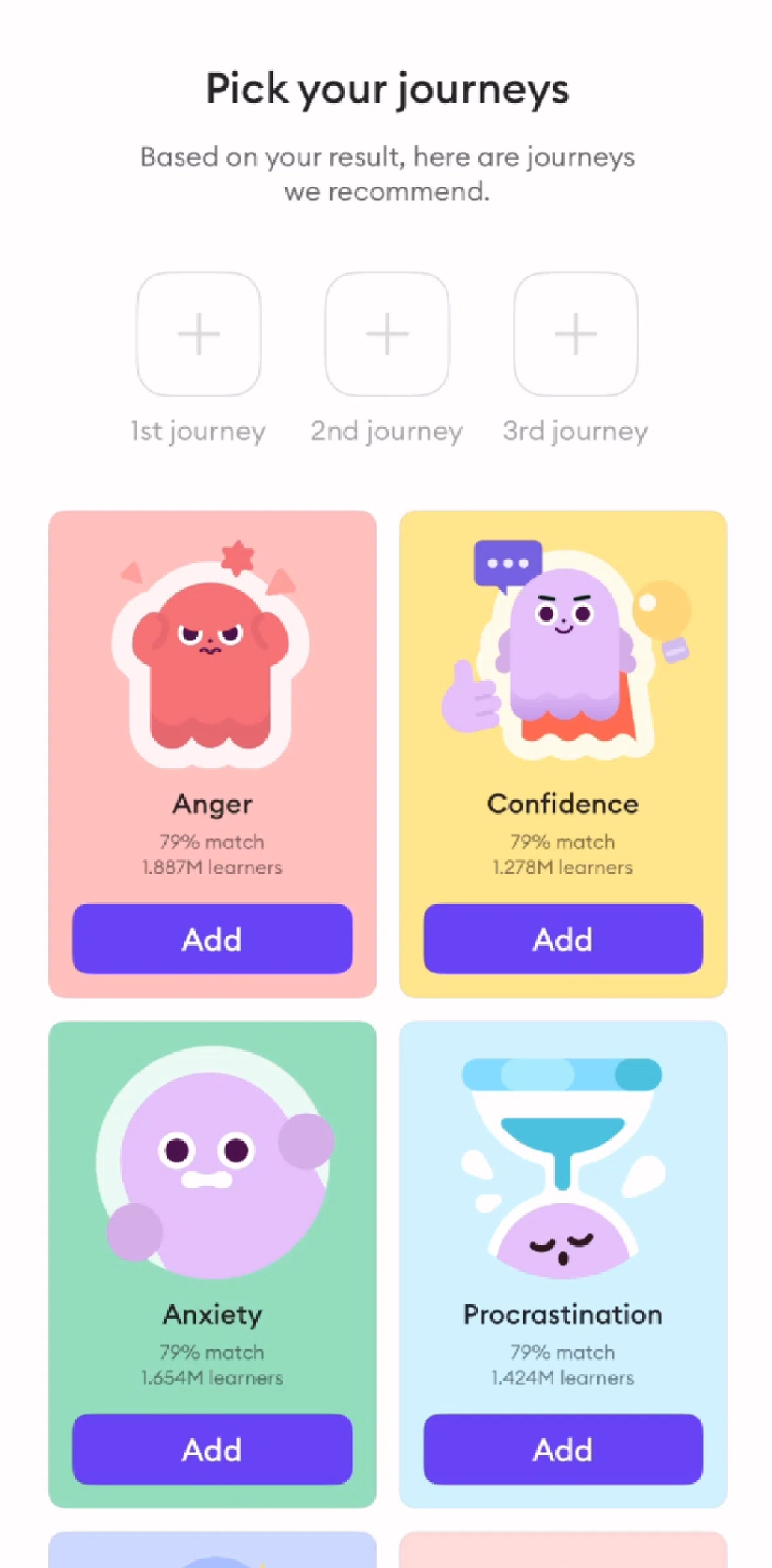 Ahead Screen screen in the Choose journeys flow